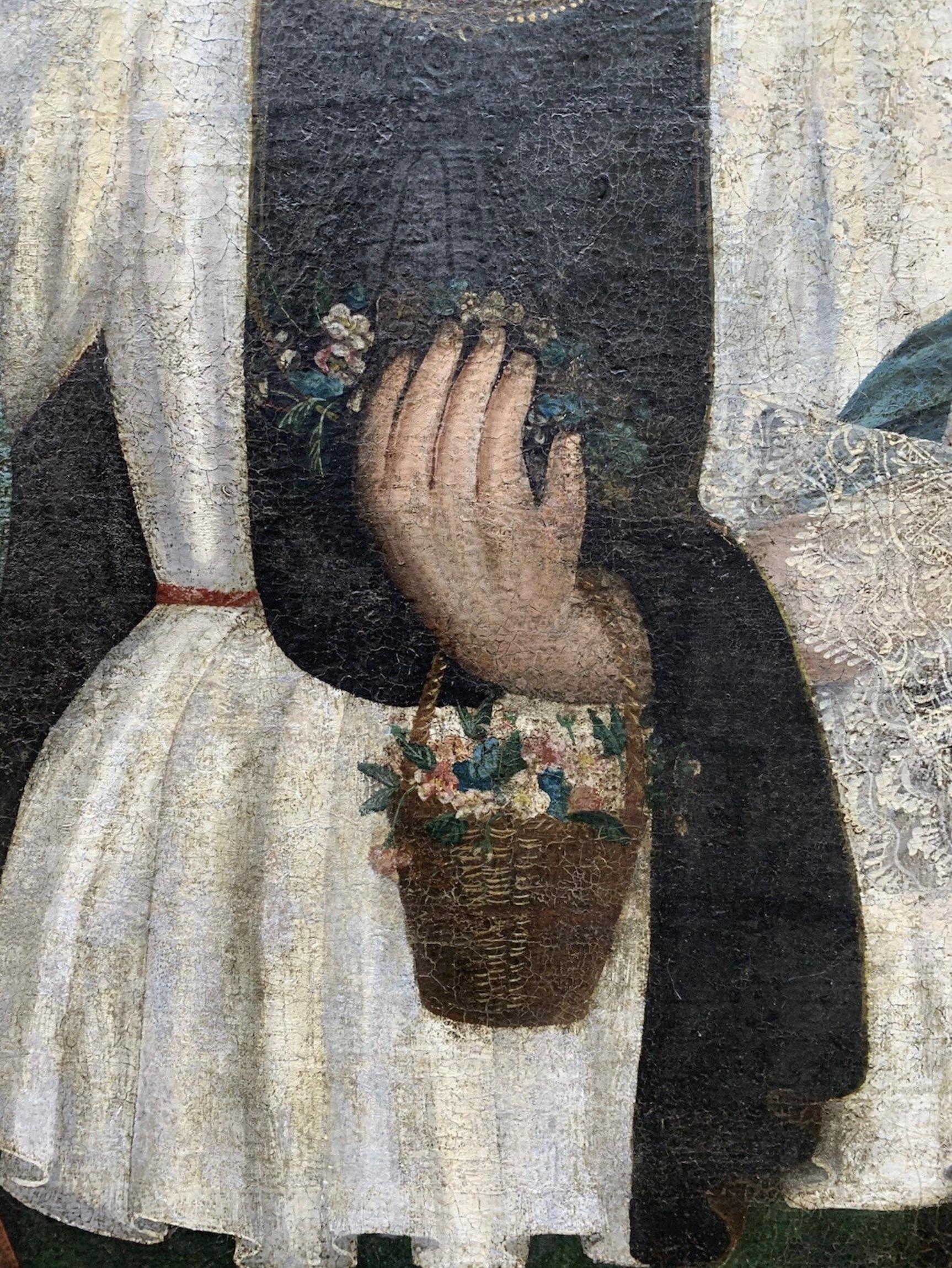 Canvas 18th-century Spanish Colonial oil on canvas depicting Saint Raphael  Archangel For Sale