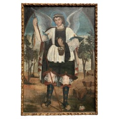 18th-century Spanish Colonial oil on canvas depicting Saint Raphael  Archangel