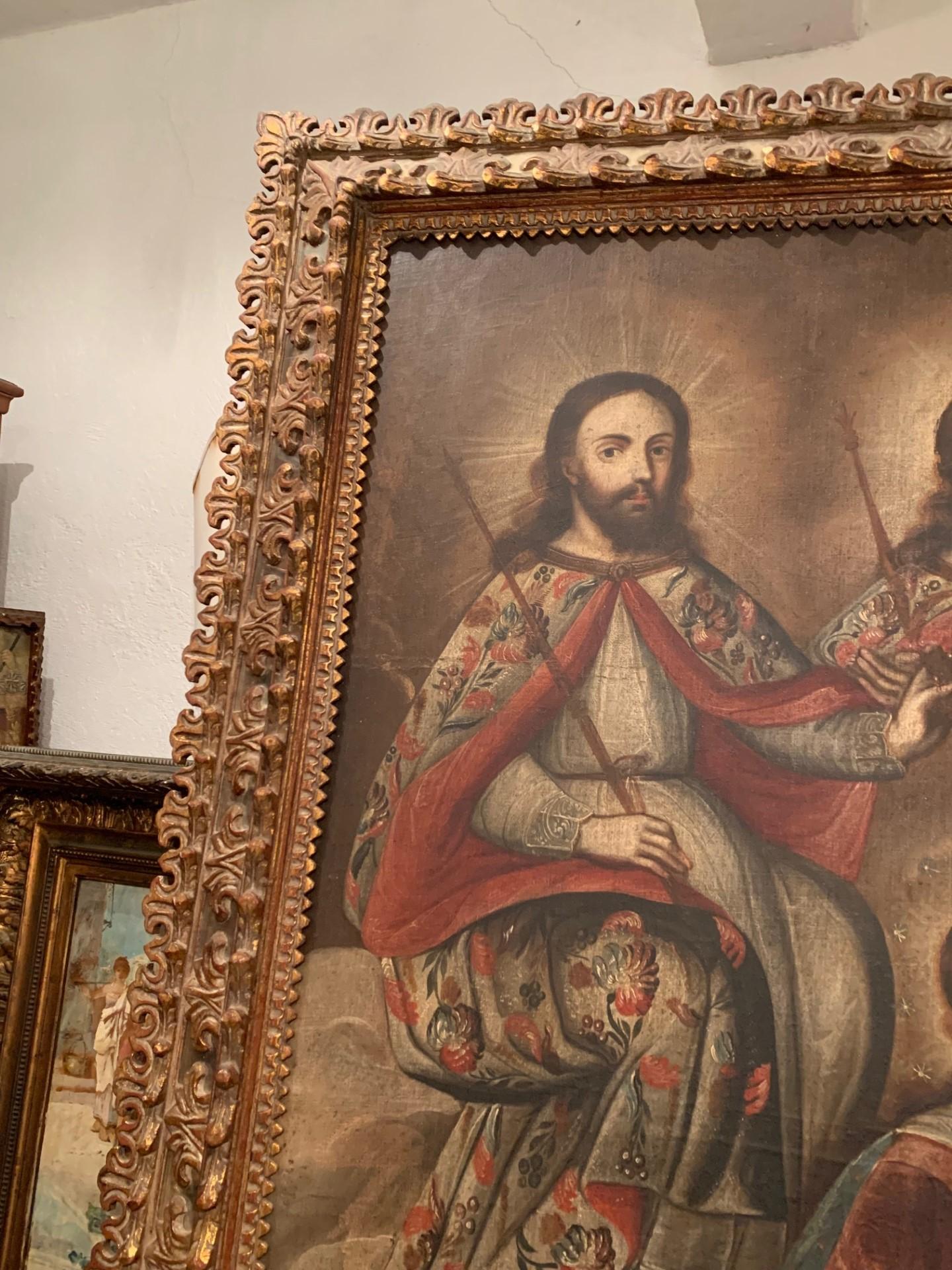 Huile sur toile coloniale espagnole du 18e siècle MARY QUEEN OF HEAVEN en vente 5