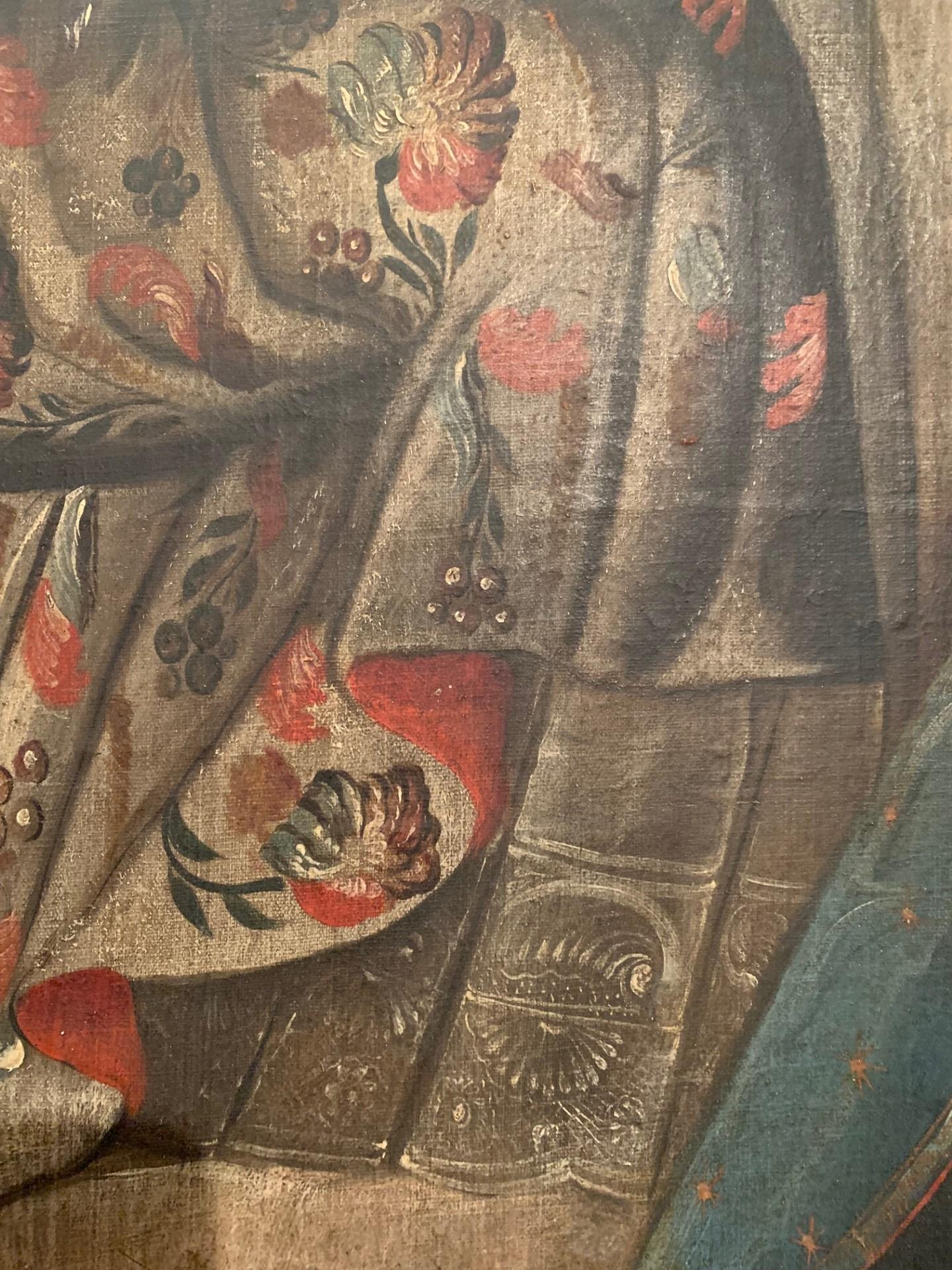XVIIIe siècle Huile sur toile coloniale espagnole du 18e siècle MARY QUEEN OF HEAVEN en vente