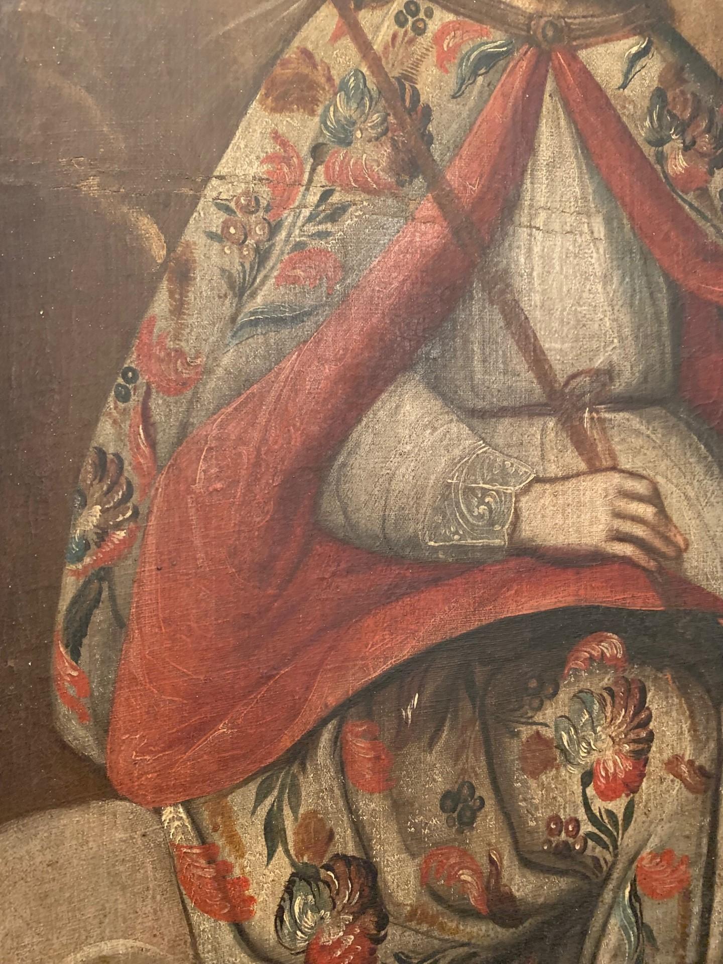 Huile sur toile coloniale espagnole du 18e siècle MARY QUEEN OF HEAVEN en vente 1