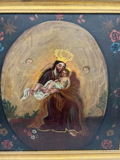 18th Century, Spanish Colonial Painting Depicting Saint Anthony W/ Infant Jesus
