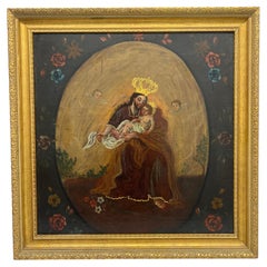 18th Century, Spanish Colonial Painting Depicting Saint Anthony W/ Infant Jesus