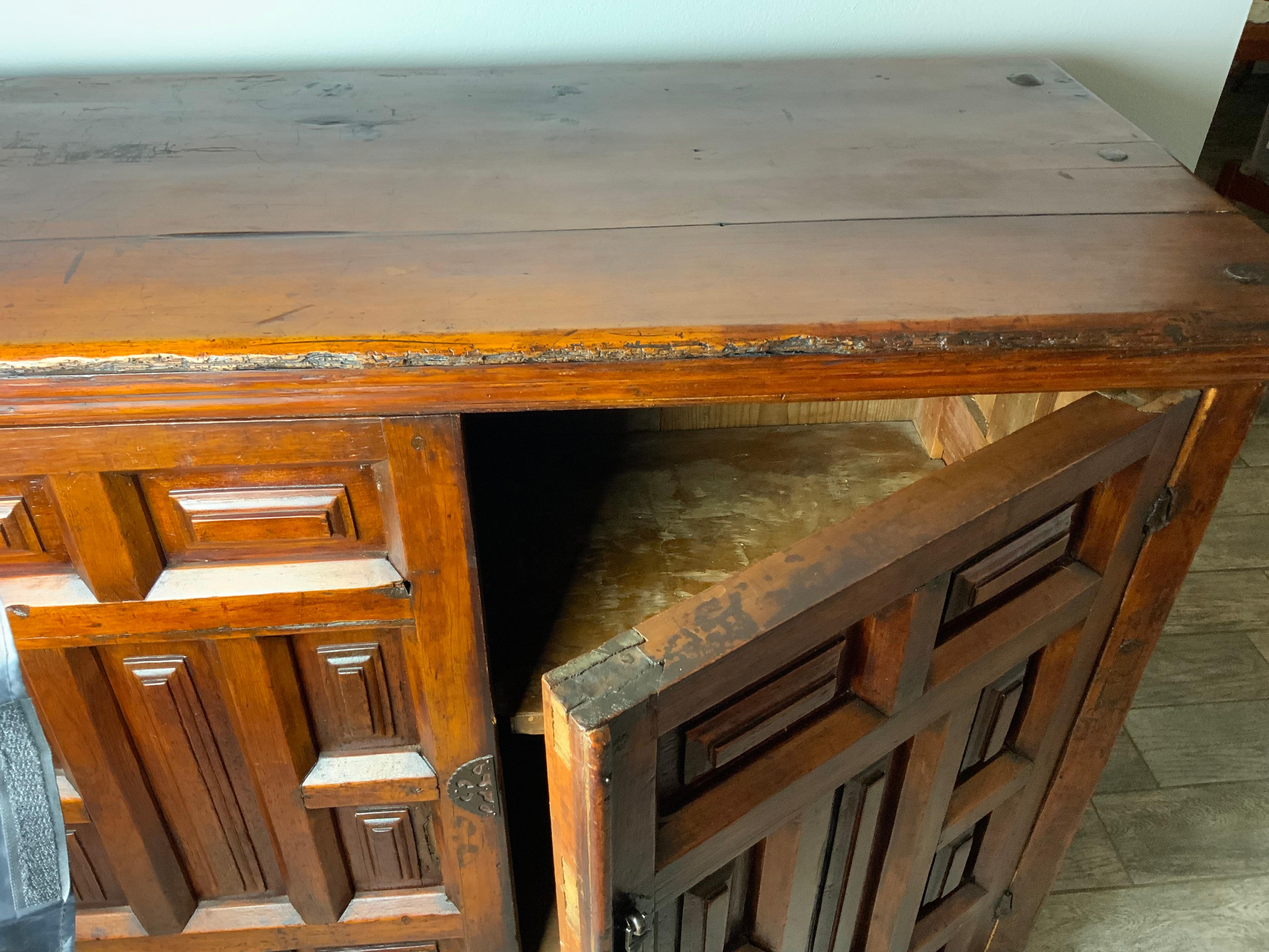 18th Century Spanish Colonial Paneled Cabinet For Sale 6