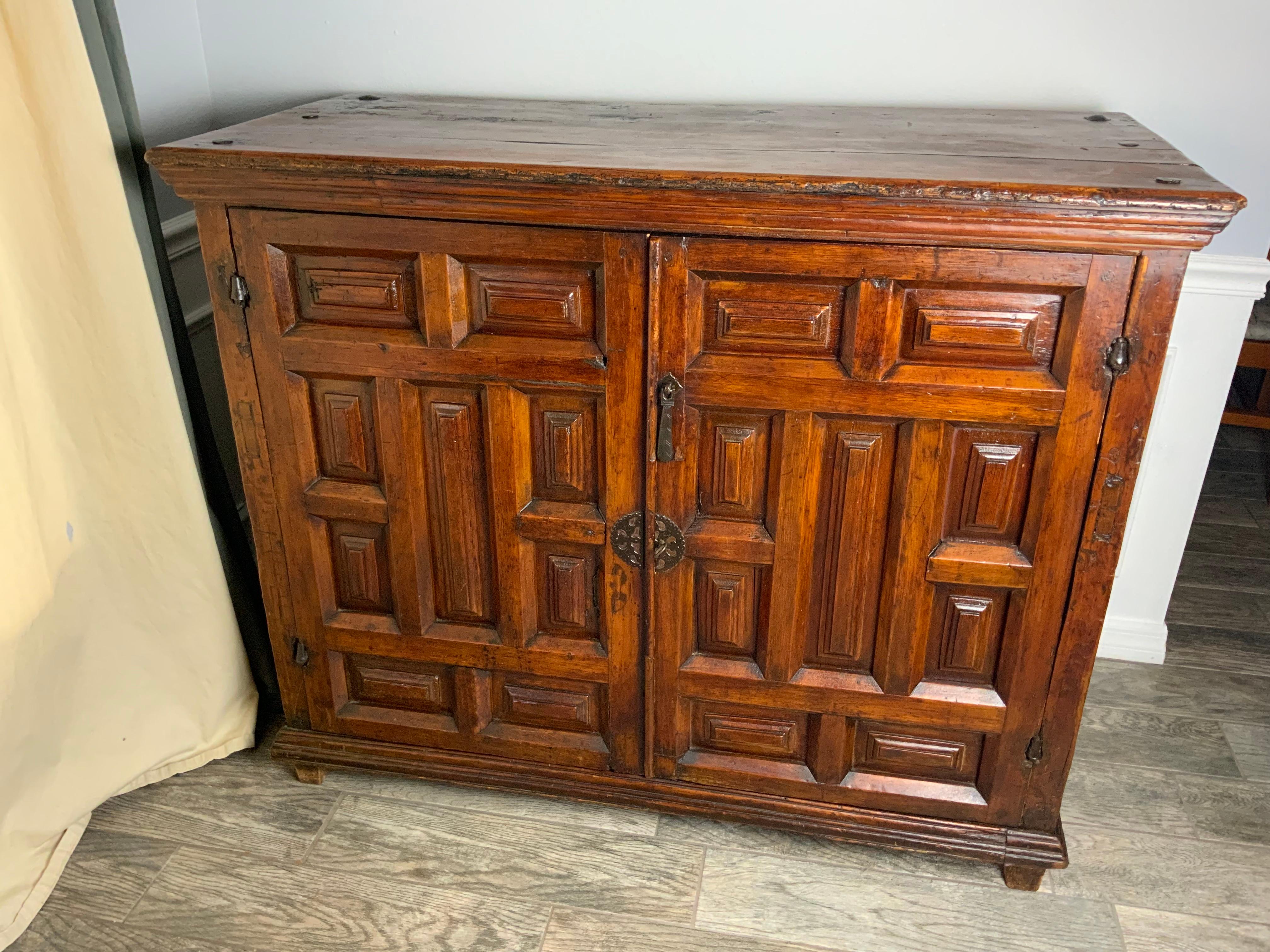 18th Century Spanish Colonial Paneled Cabinet In Good Condition For Sale In Bradenton, FL