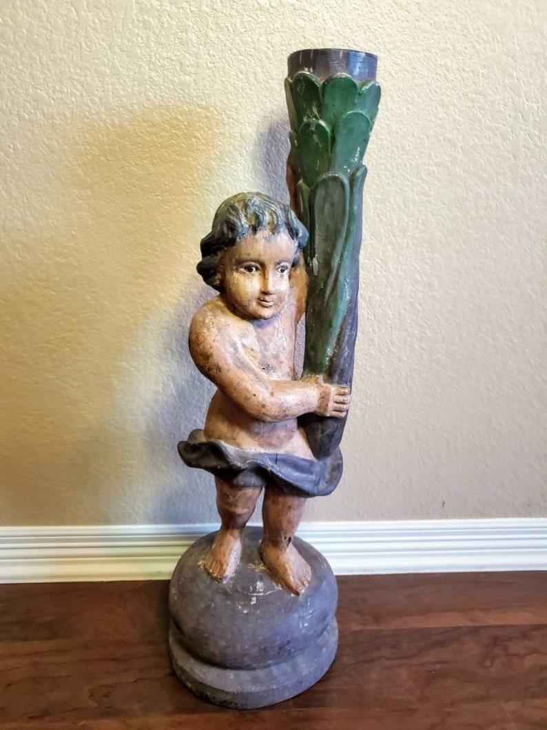 18th Century Spanish Colonial Putti Torchère In Good Condition For Sale In Forney, TX