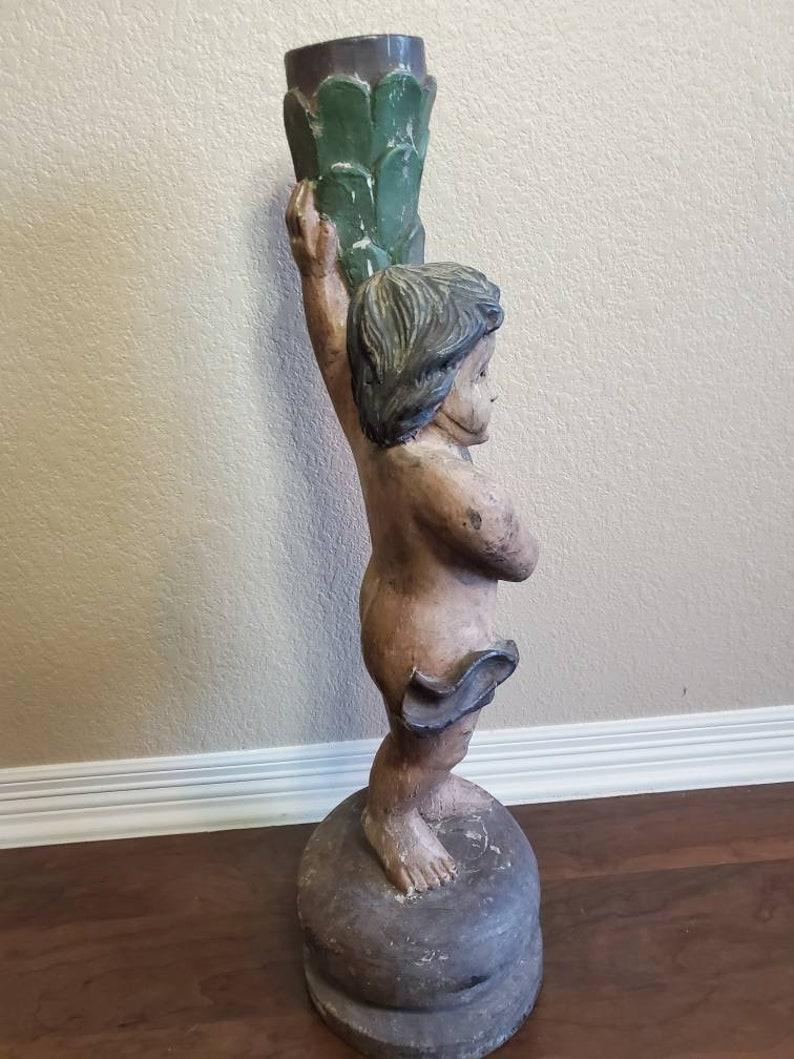 Glass 18th Century Spanish Colonial Putti Torchère For Sale