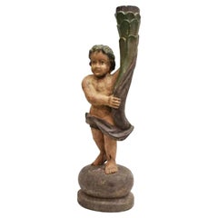 Antique 18th Century Spanish Colonial Putti Torchère