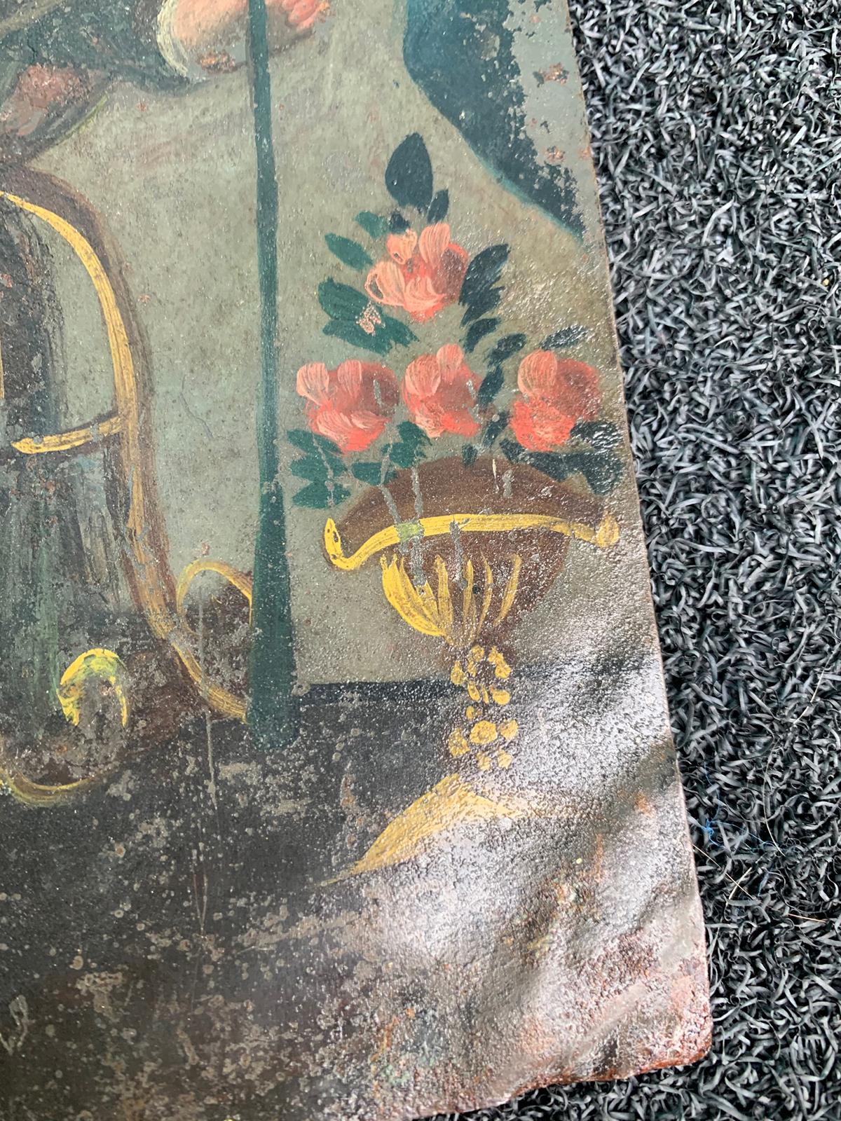 18th Century Spanish Colonial Retablo Oil Painting on Tin 6