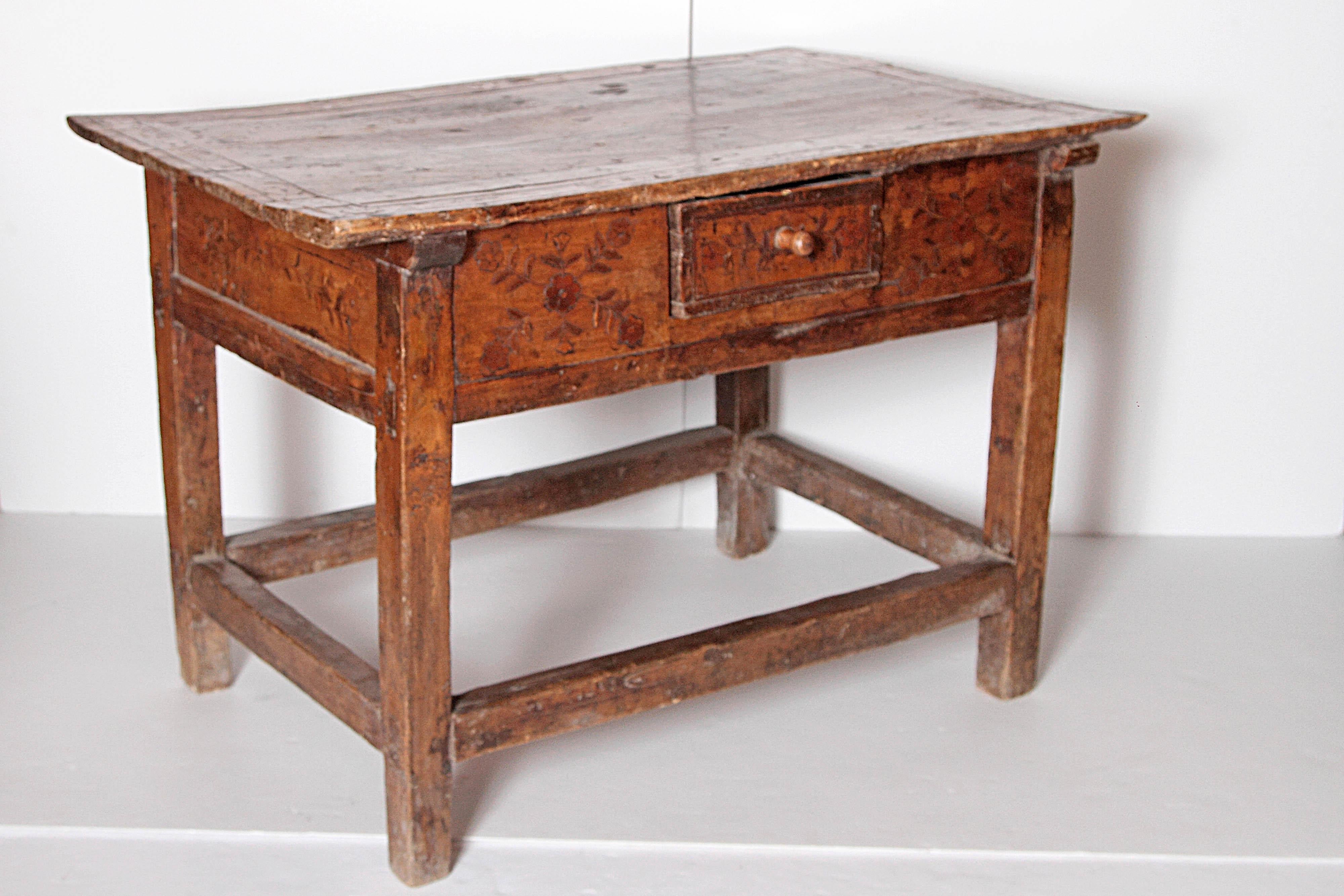 Hand-Carved 18th Century Spanish Colonial Table from Columbia