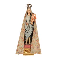 18th Century Spanish Colonial Virgin and Child, Peru, Polychrome Wood