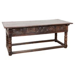 18th Century Spanish Console Table with Two Carved Drawers