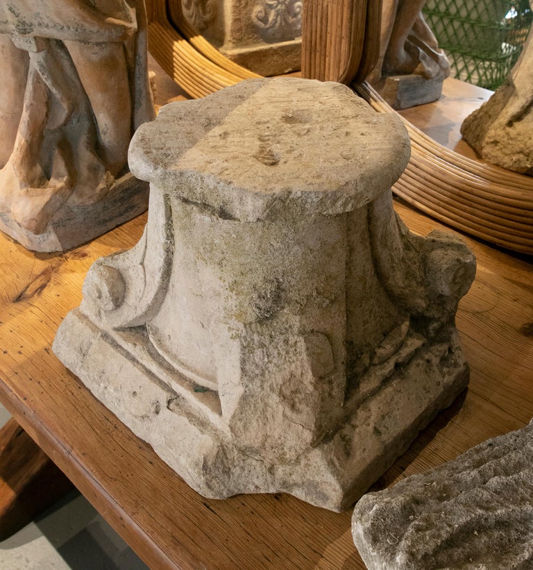 18th Century and Earlier 18th Century Spanish Corinthian Hand-Carved Carble Capital For Sale