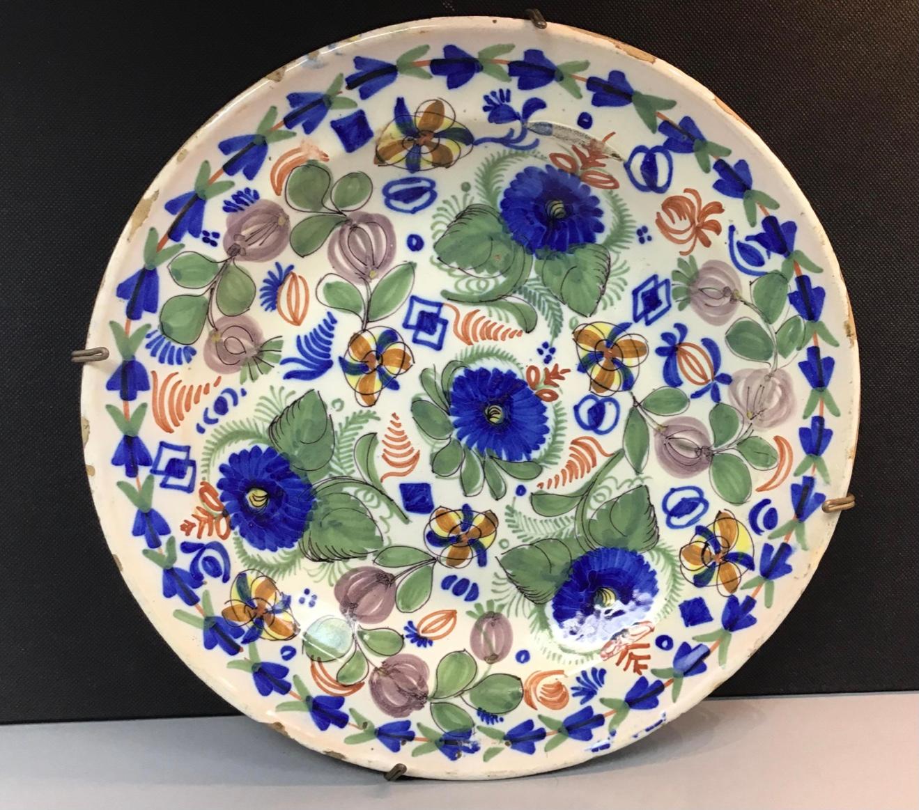 Pottery 18th Century Spanish Delft Charger