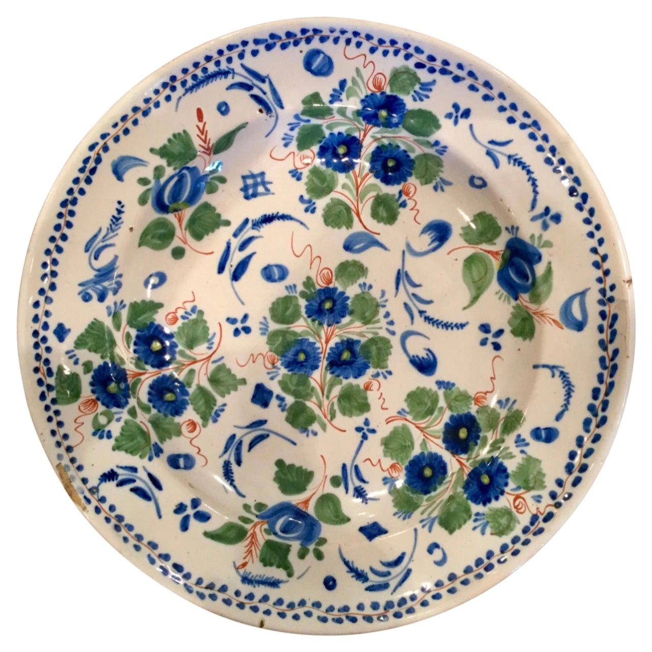 Assiette de présentation espagnole en faïence de Delft du 18ème siècle