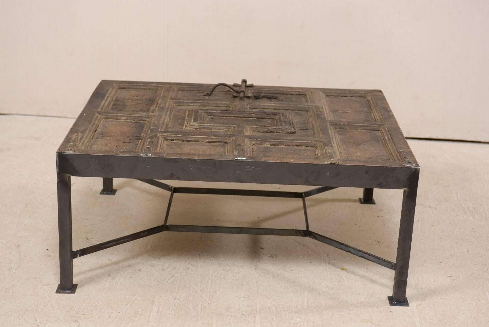 Unique & Custom Designed Coffee Table w/ an 18th Century Spanish Door Top 2