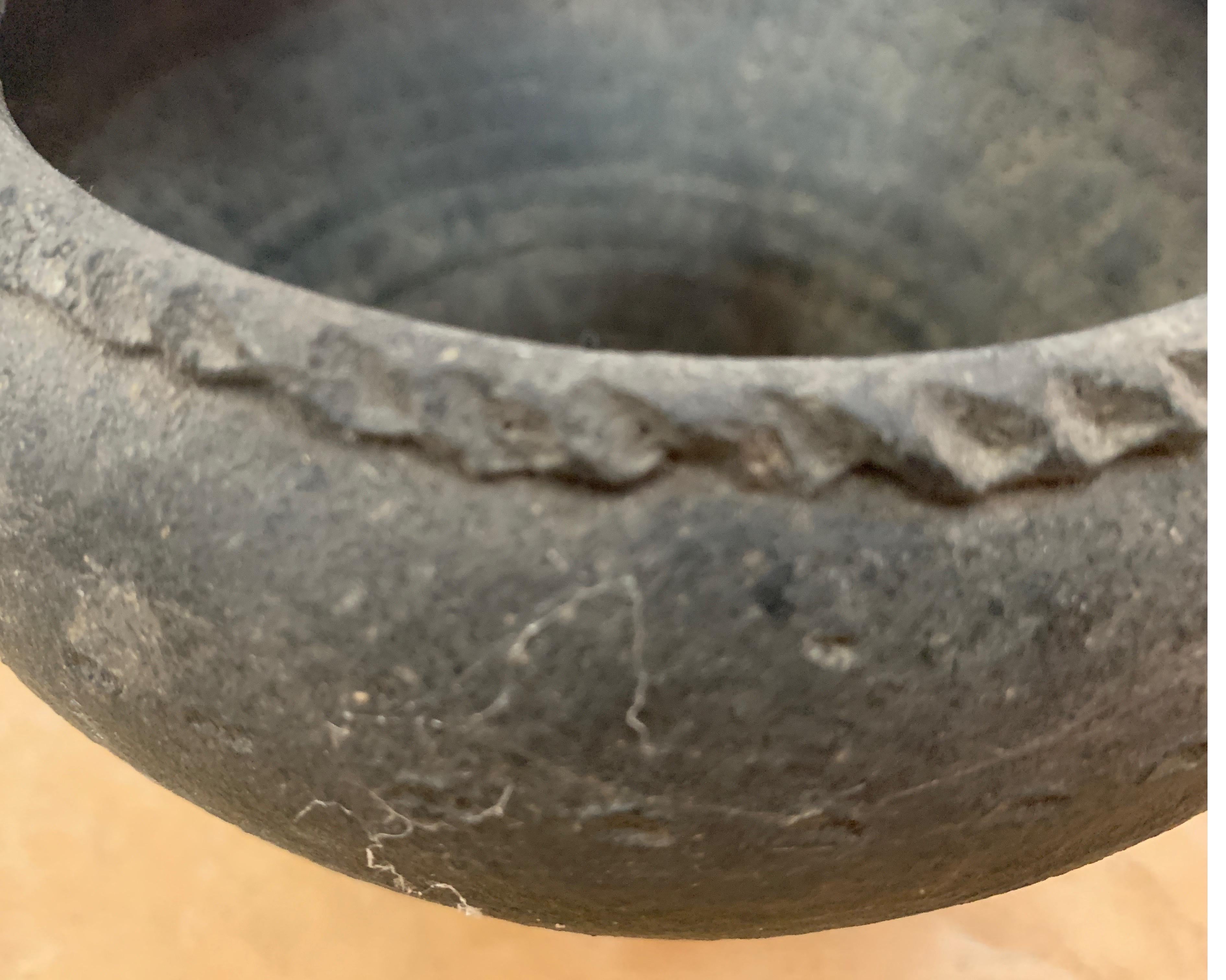 18th Century Spanish Earthenware Black Small Bowl 1