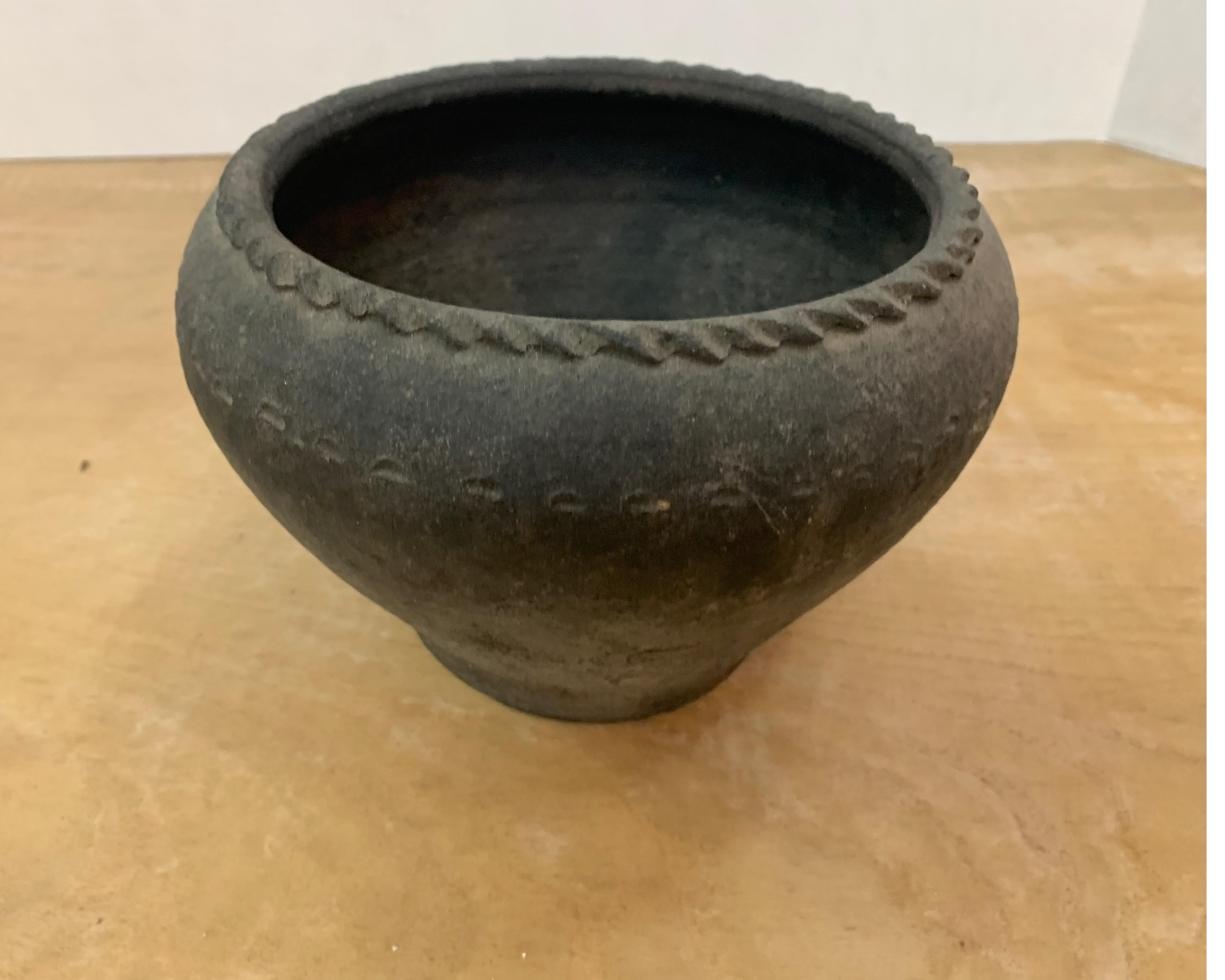 18th Century Spanish Earthenware Black Small Bowl 2