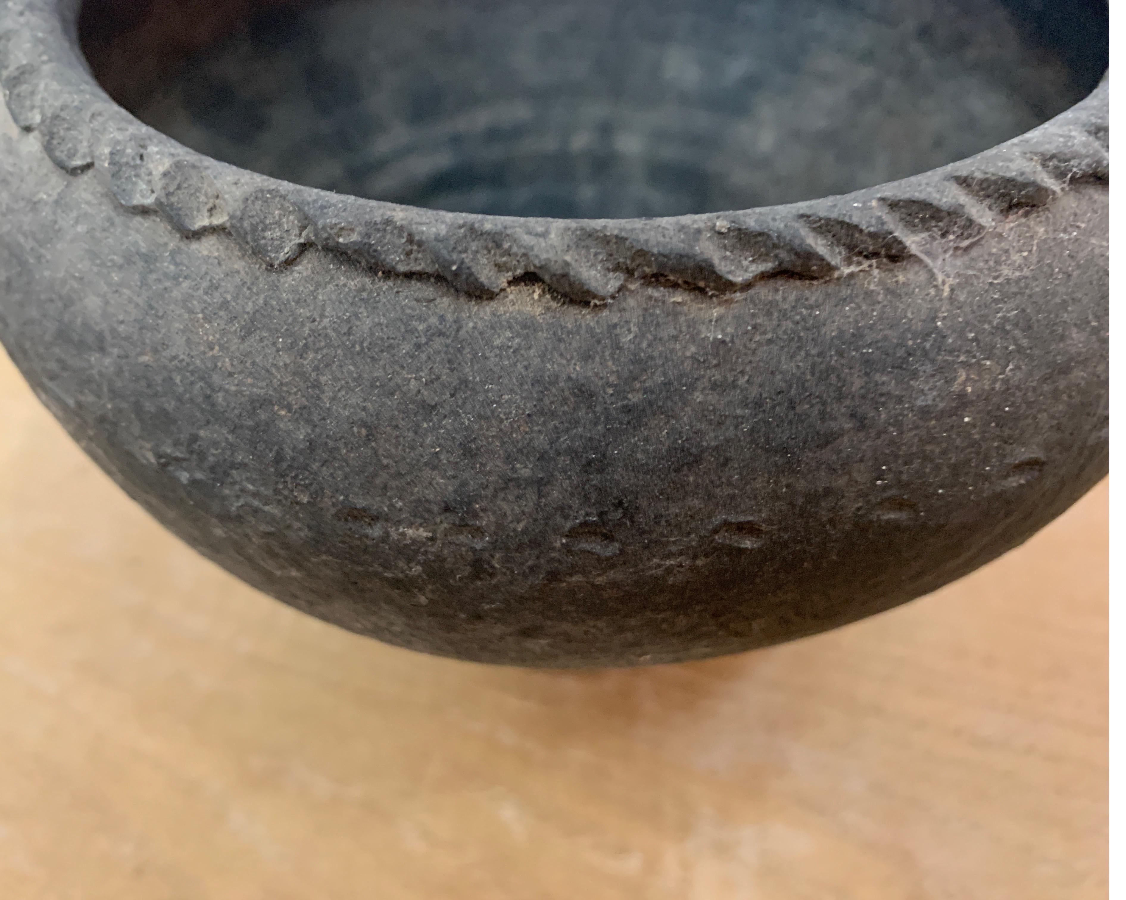 18th Century Spanish Earthenware Black Small Bowl 3
