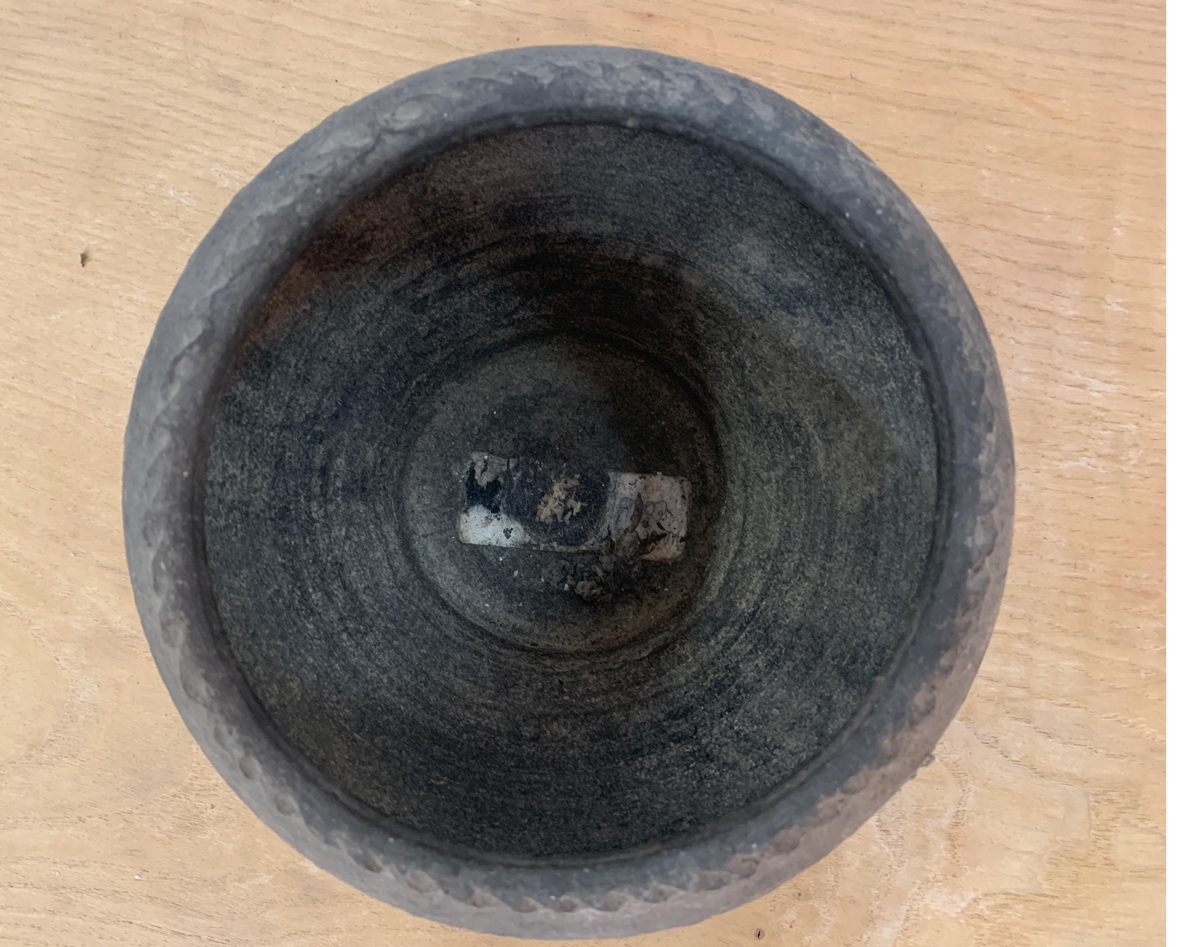 18th Century Spanish Earthenware Black Small Bowl 4