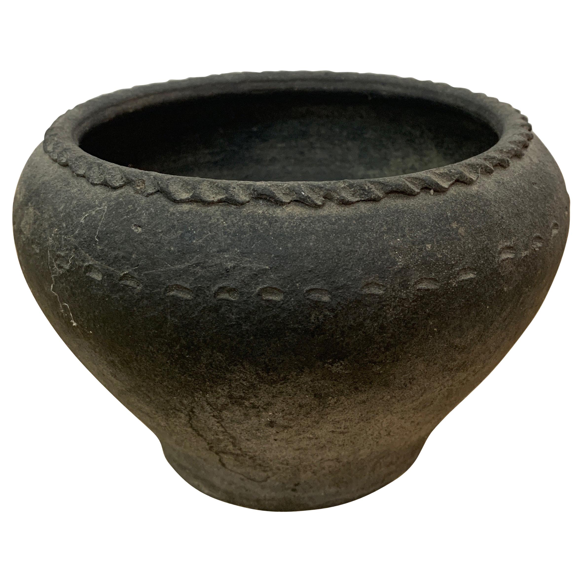 18th Century Spanish Earthenware Black Small Bowl