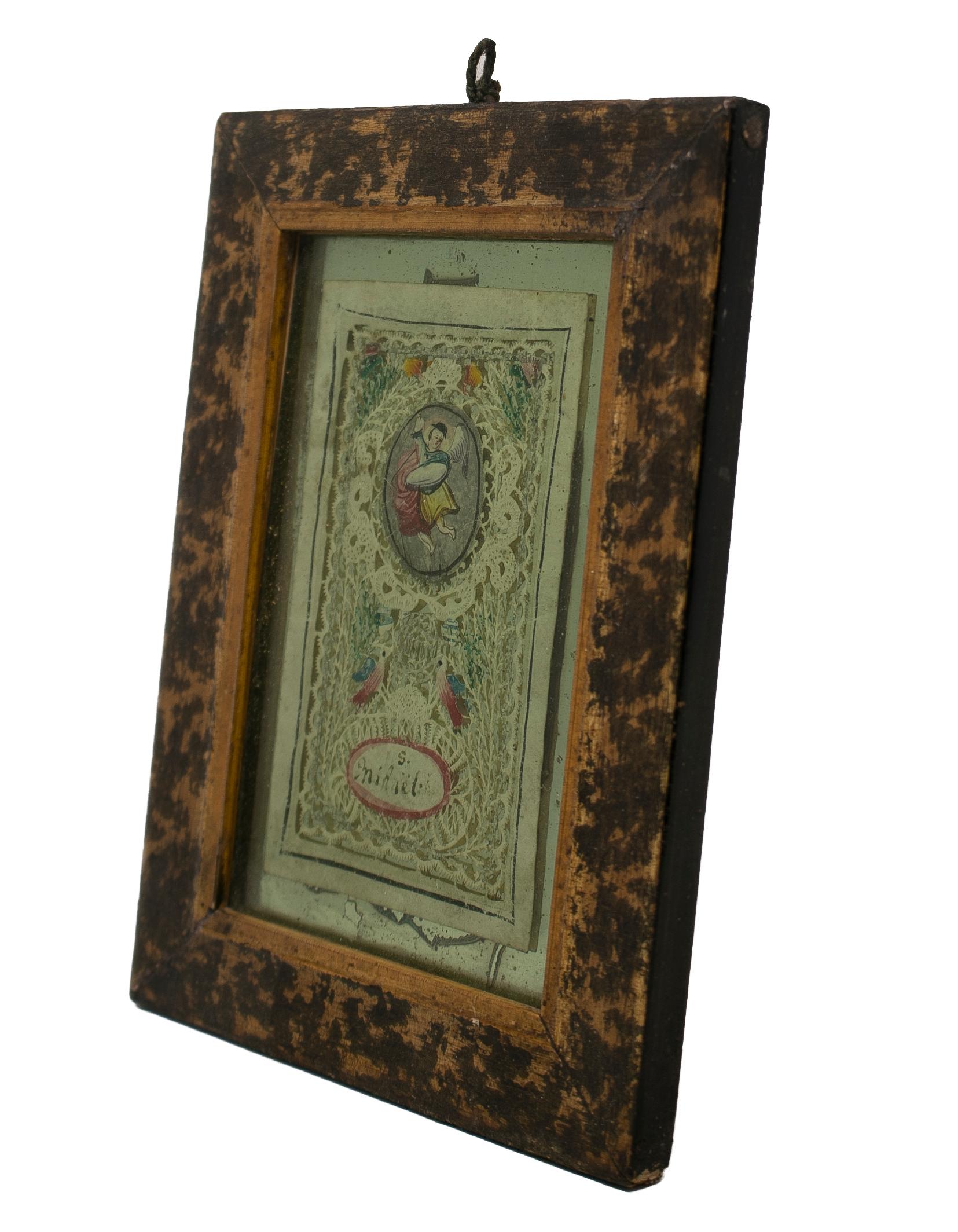 18th Century Spanish Framed Painted Cutout Design In Good Condition In Marbella, ES
