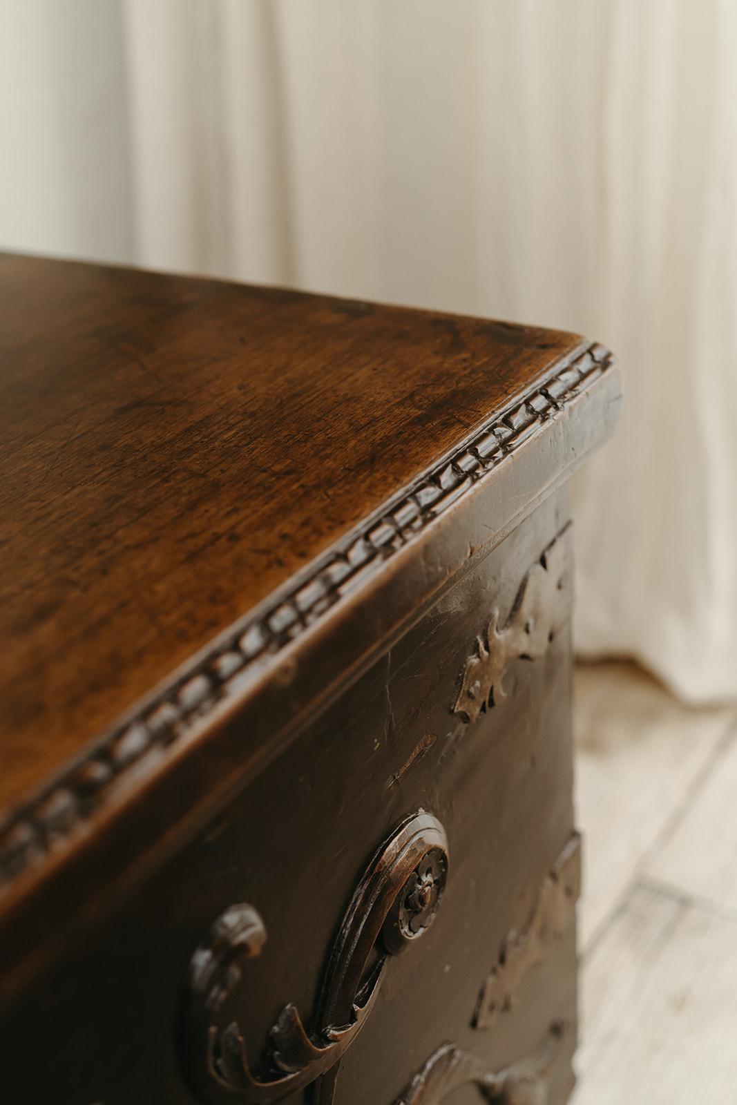 18th century Spanish fruitwood/metal trunk ...  For Sale 13
