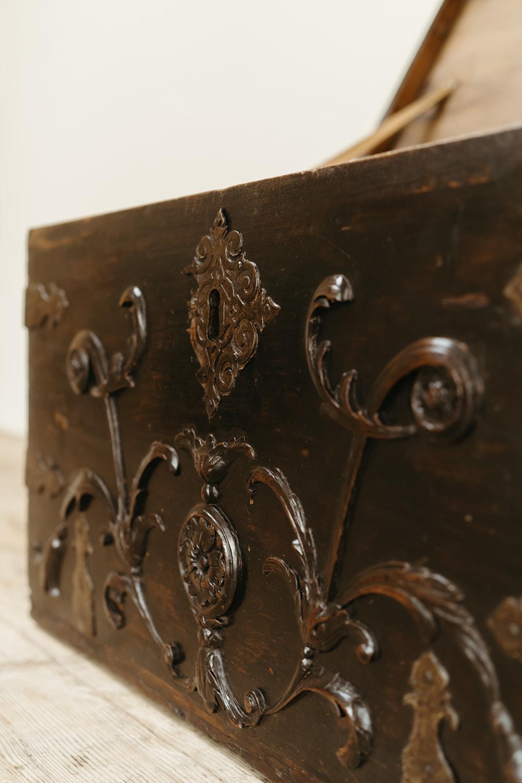 18th Century 18th century Spanish fruitwood/metal trunk ...  For Sale
