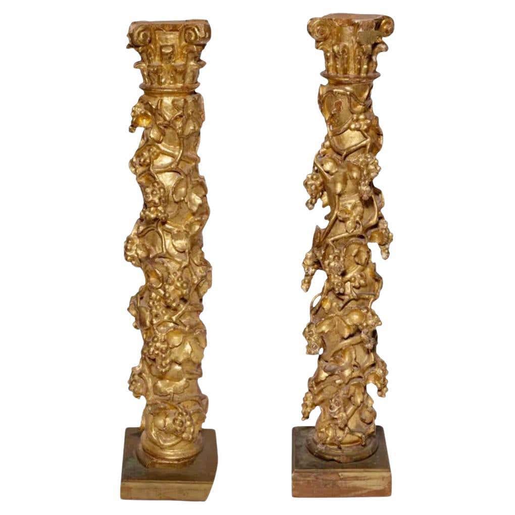 18th Century Spanish Gilded Solomonic Columns For Sale at 1stDibs