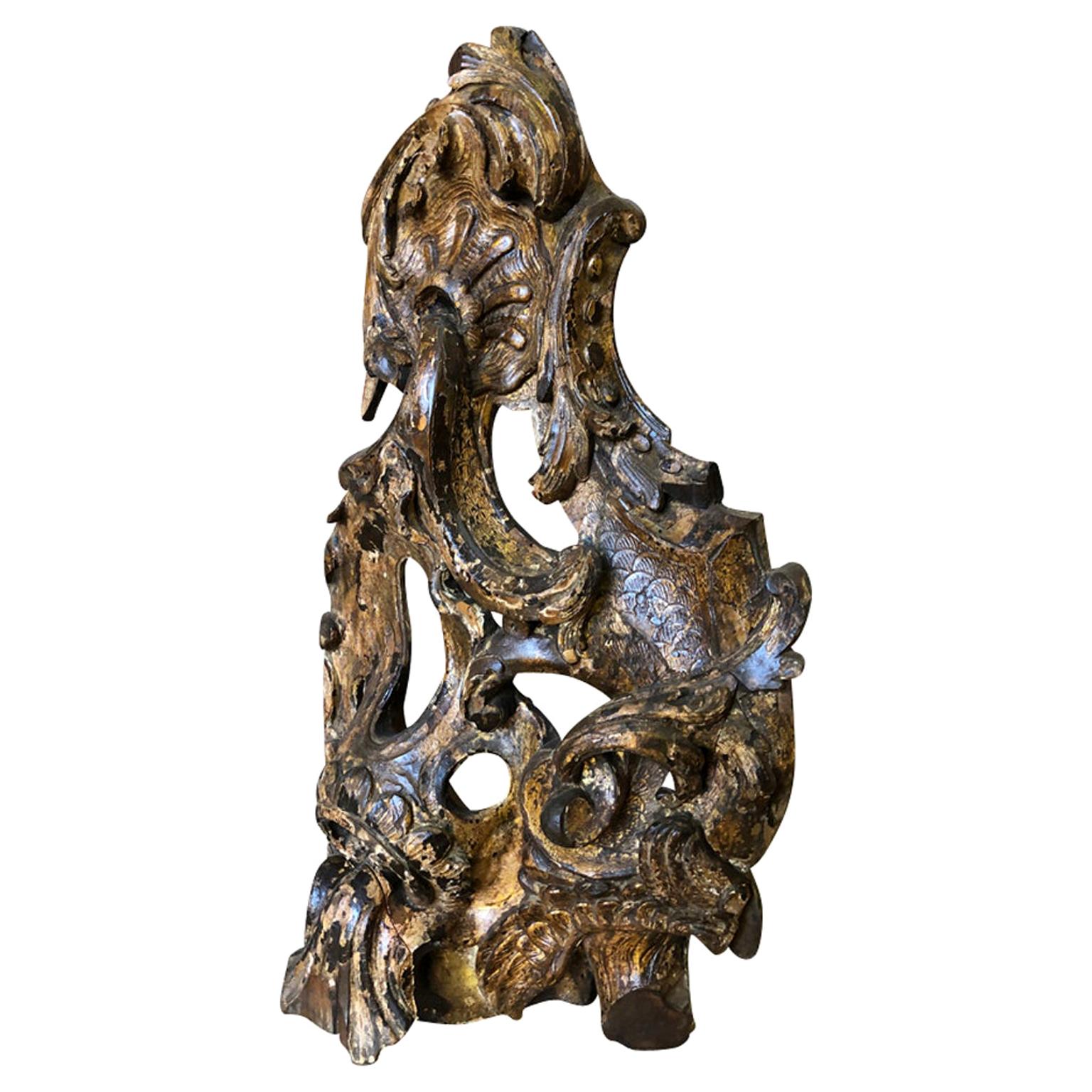 18th Century Spanish Giltwood Fragment For Sale