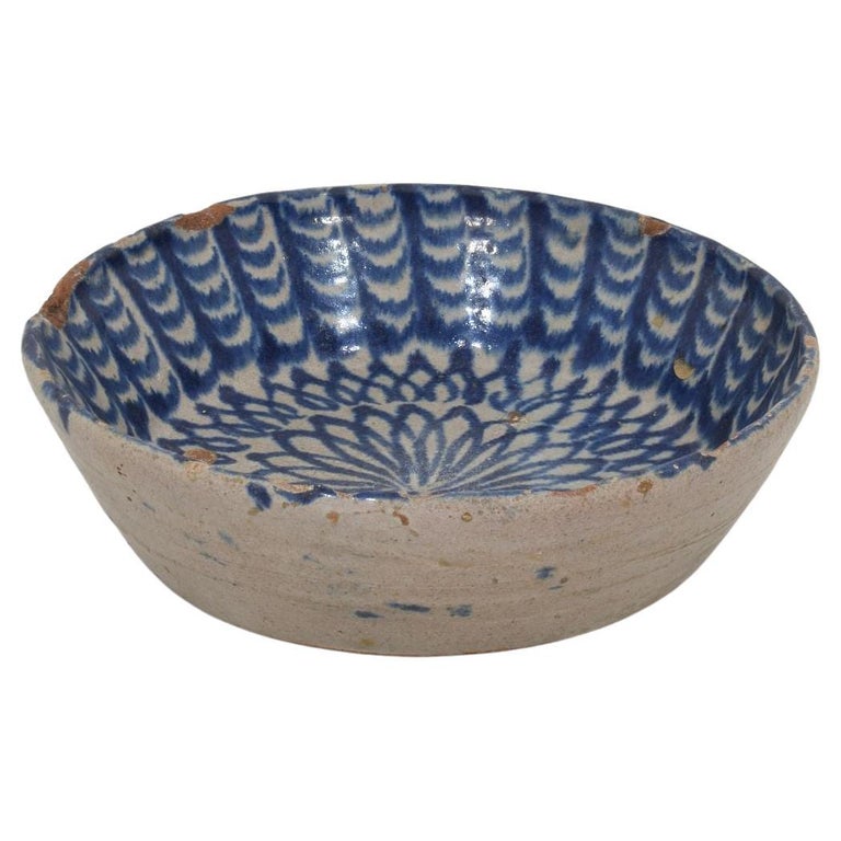 18th Century Spanish Glazed Terracotta Bowl For Sale at 1stDibs