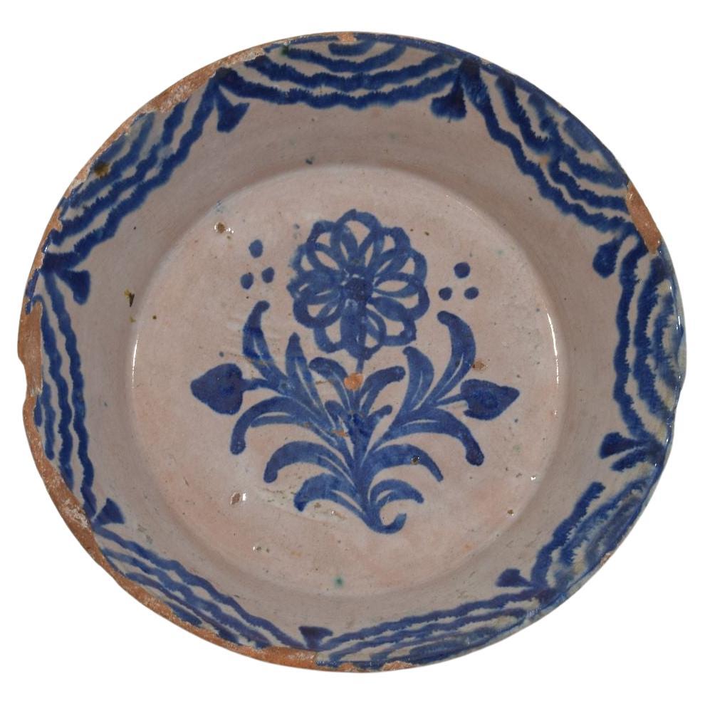 18th Century Spanish Glazed Terracotta Bowl For Sale