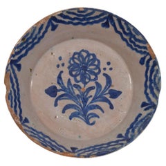 Antique 18th Century Spanish Glazed Terracotta Bowl