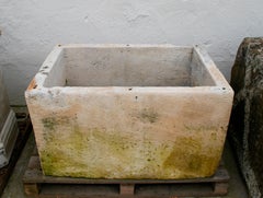 18th Century Spanish Hand Carved Limestone Rectangular Trough