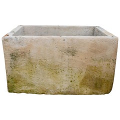 Antique 18th Century Spanish Hand Carved Limestone Rectangular Trough