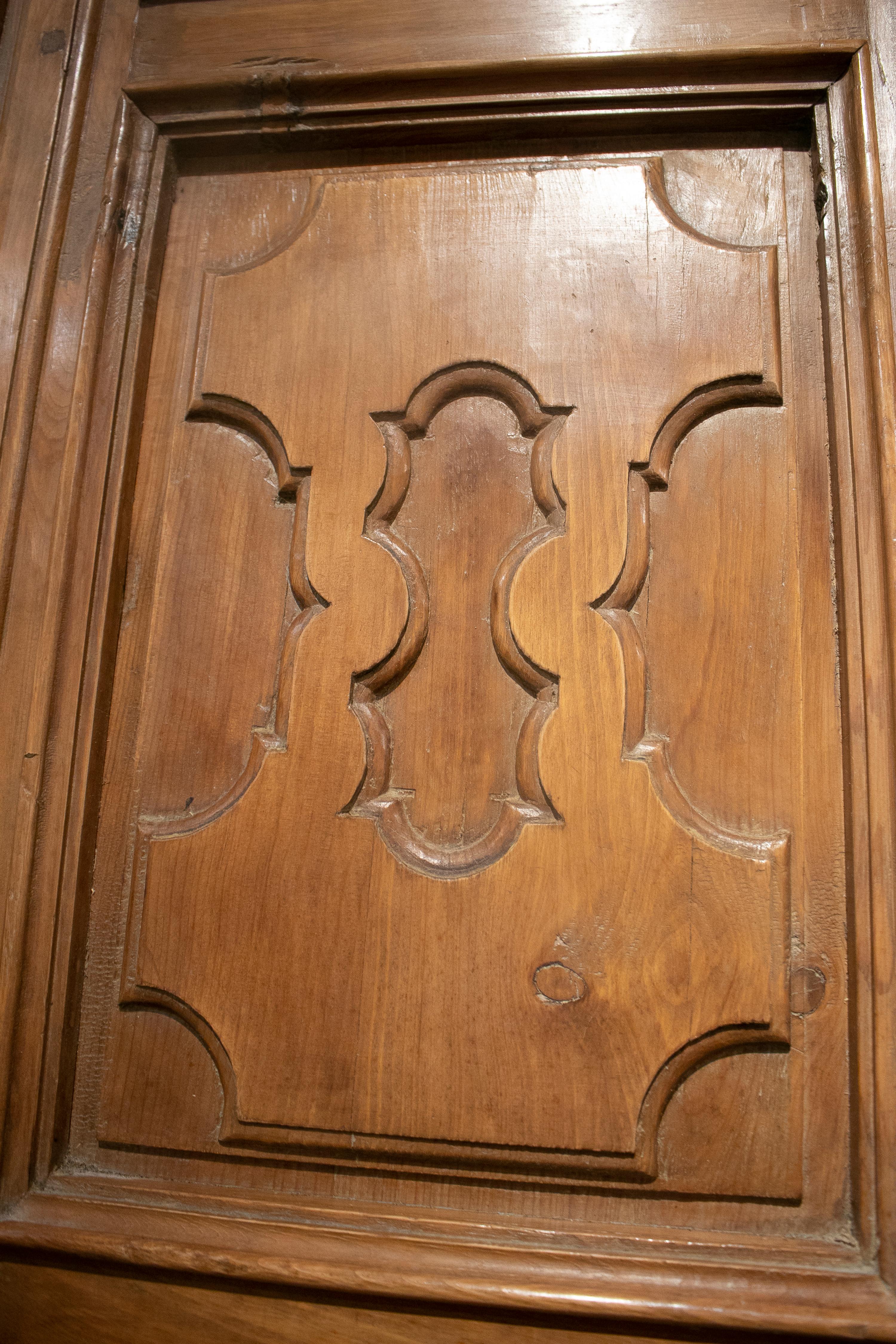 18th Century Spanish Hand Carved Paneled Wooden Door 5