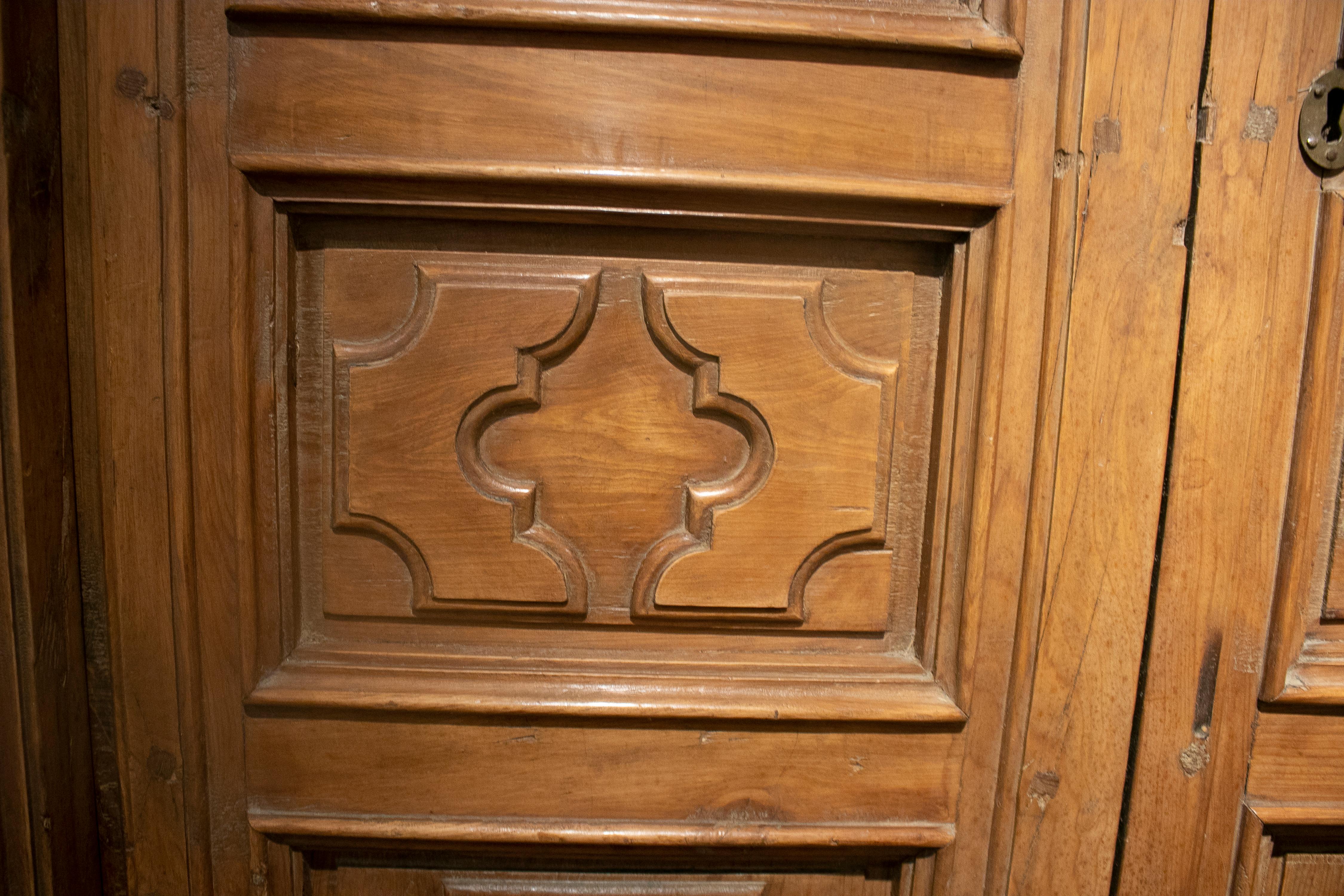 18th Century Spanish Hand Carved Paneled Wooden Door 6