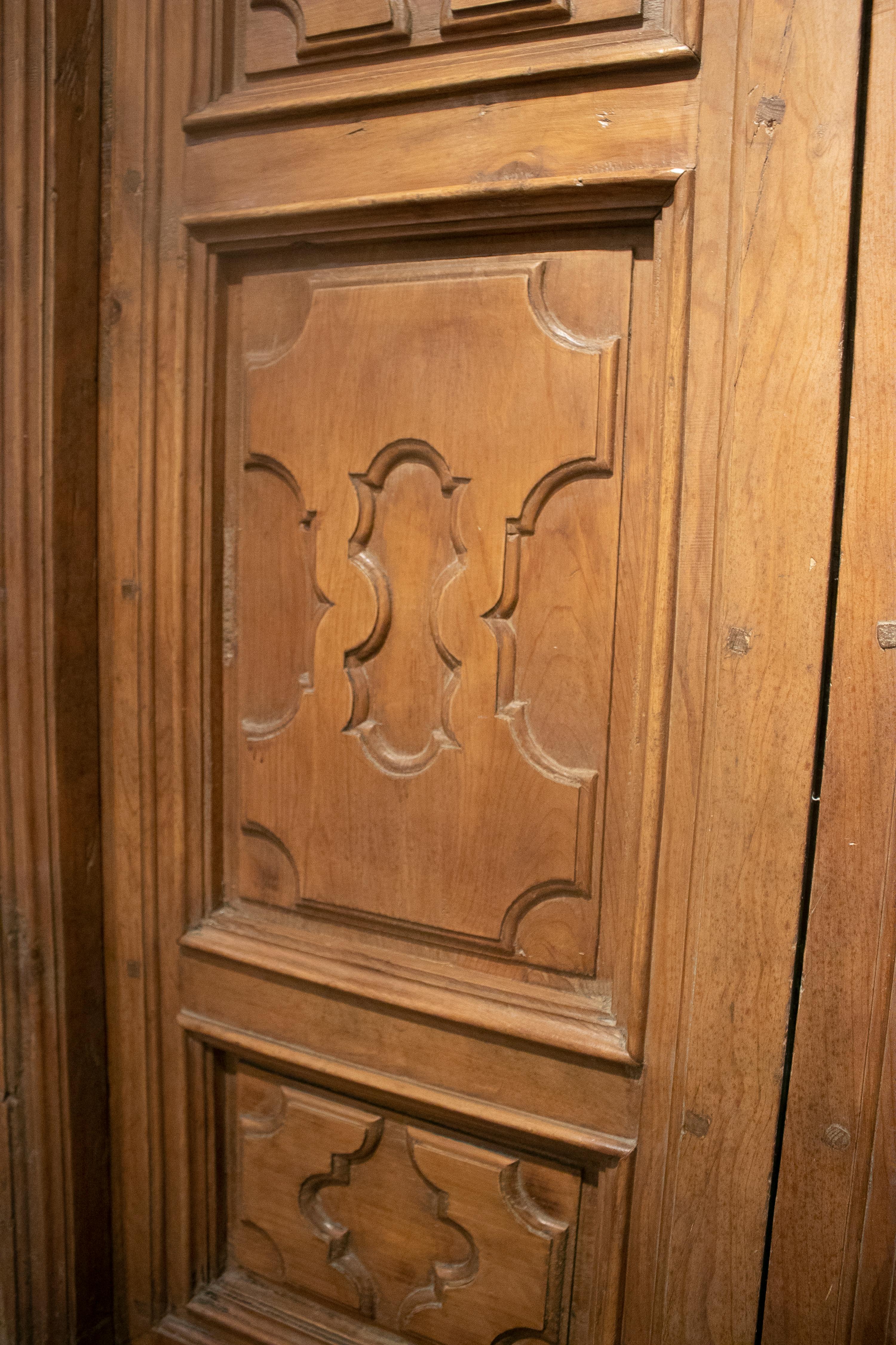 18th Century Spanish Hand Carved Paneled Wooden Door 8