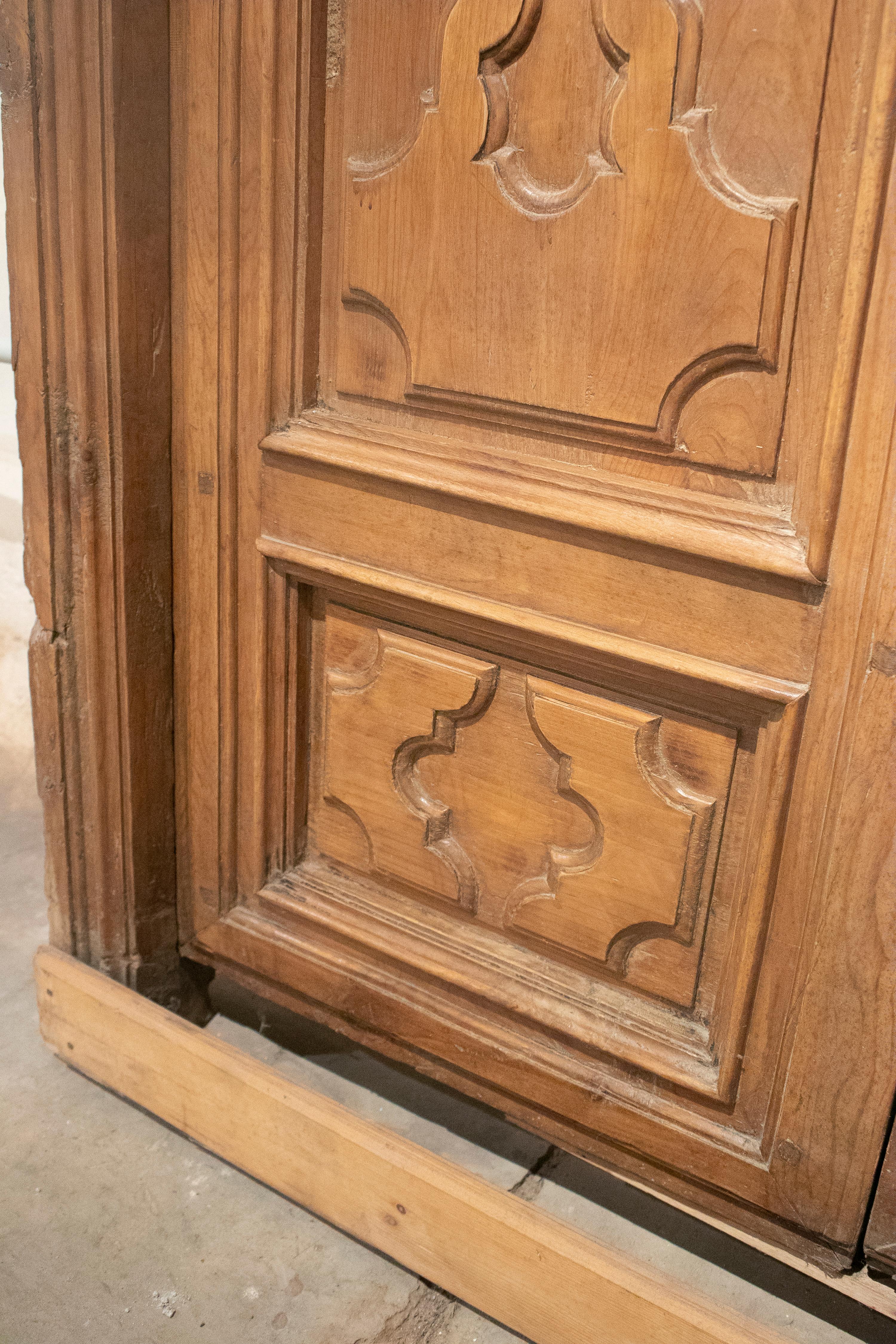 18th Century Spanish Hand Carved Paneled Wooden Door 10