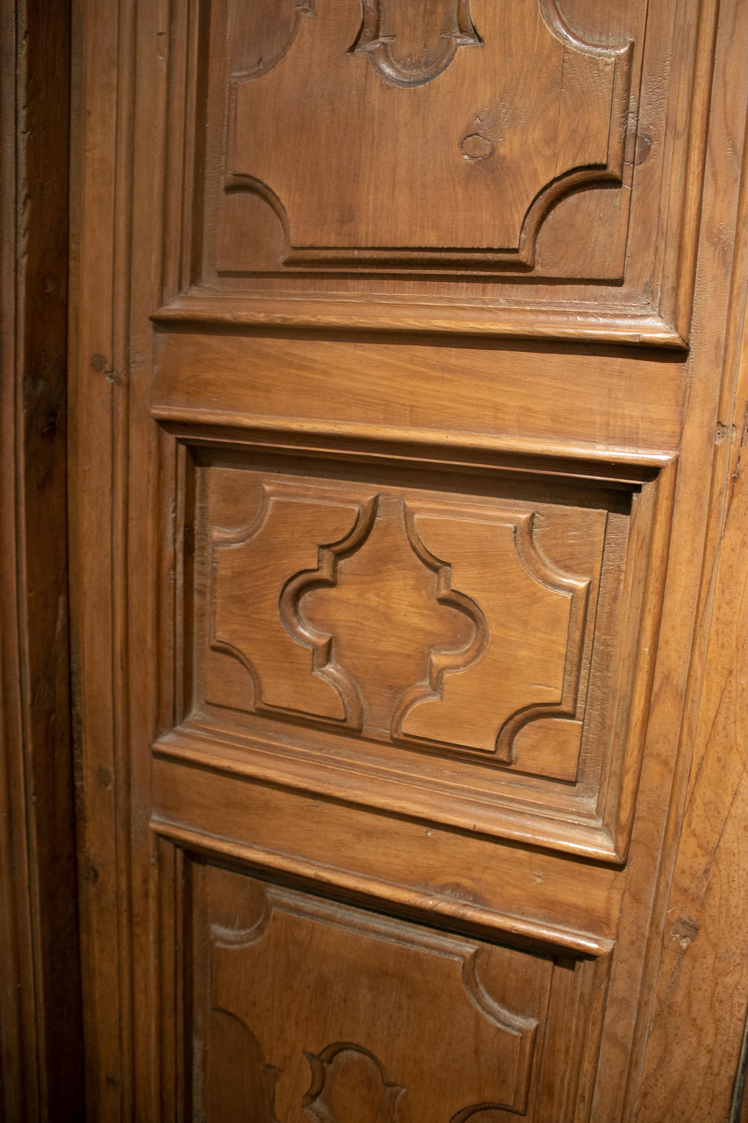 18th Century Spanish Hand Carved Paneled Wooden Door 13