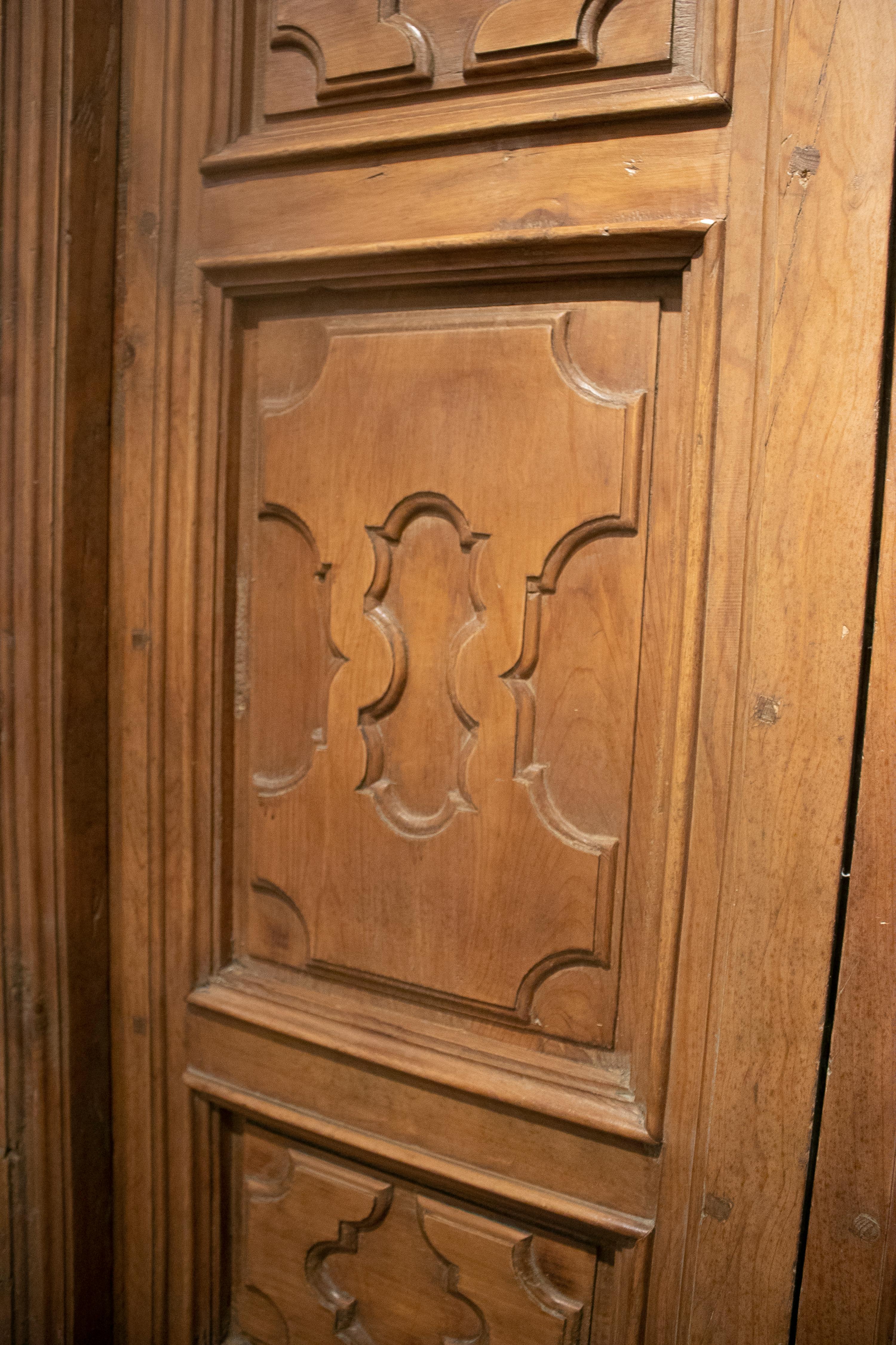 18th Century Spanish Hand Carved Paneled Wooden Door 14