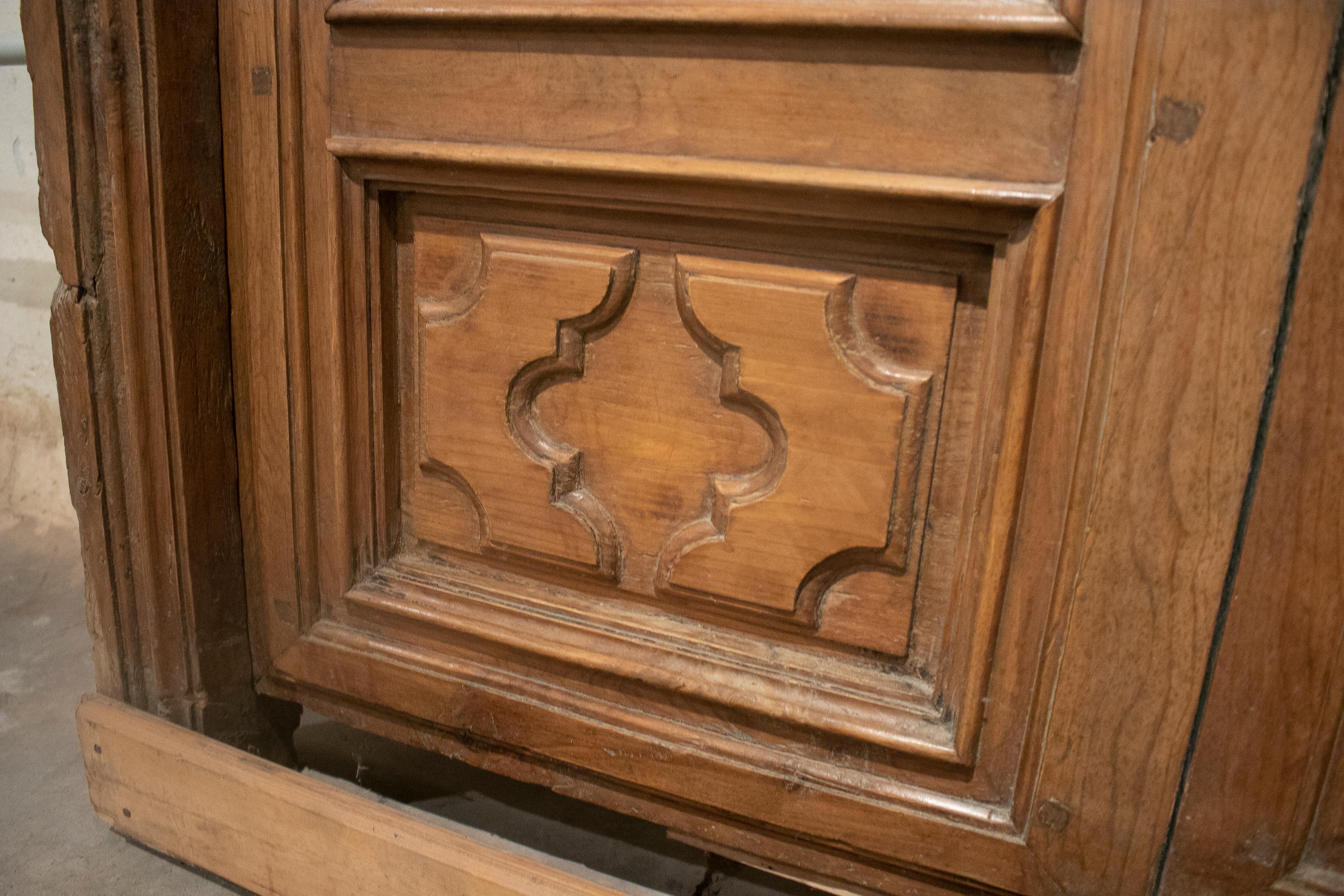 18th Century Spanish Hand Carved Paneled Wooden Door 15