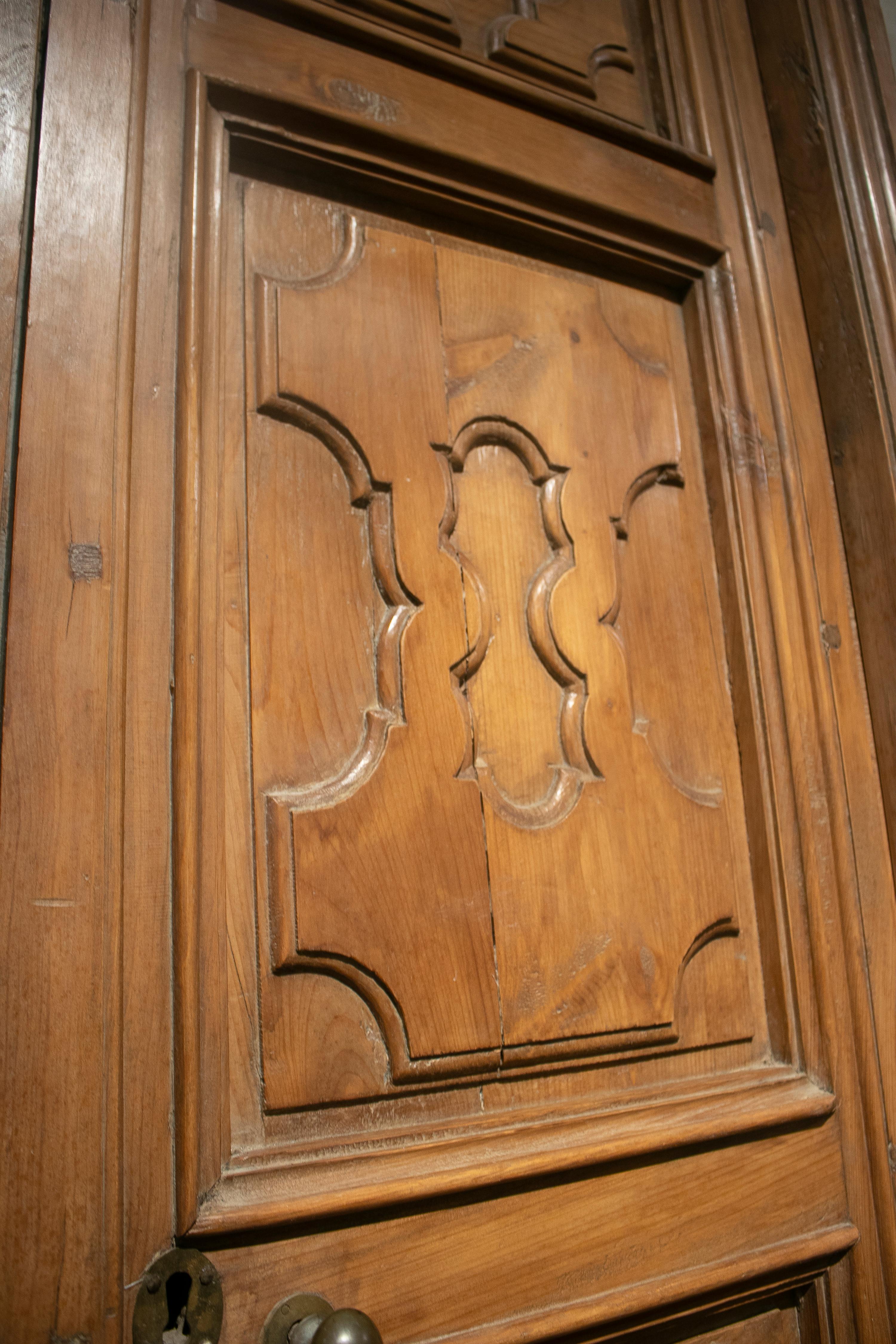 18th Century Spanish Hand Carved Paneled Wooden Door 2
