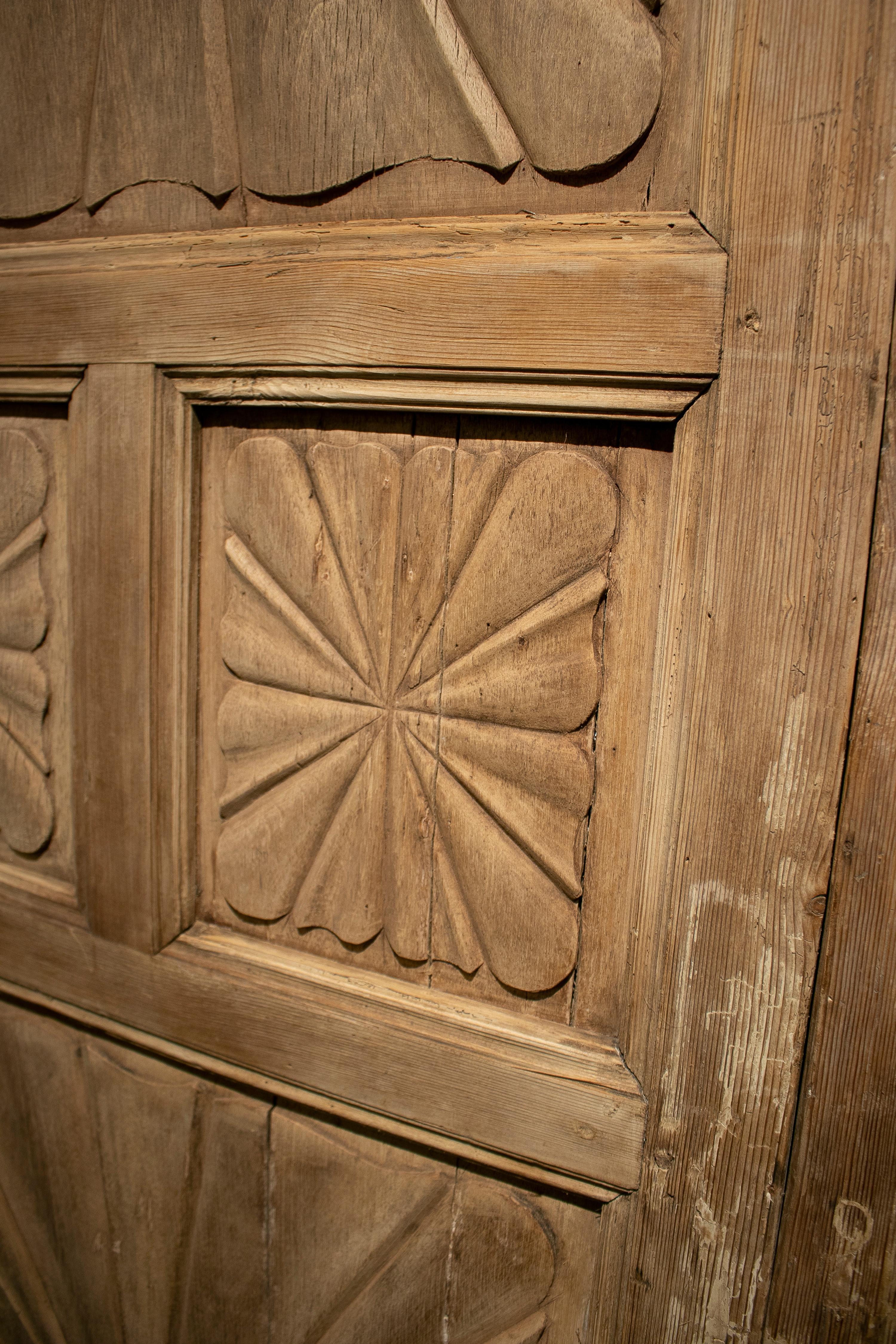 18th Century and Earlier 18th Century Spanish Hand Carved Wooden Panelled Double Door