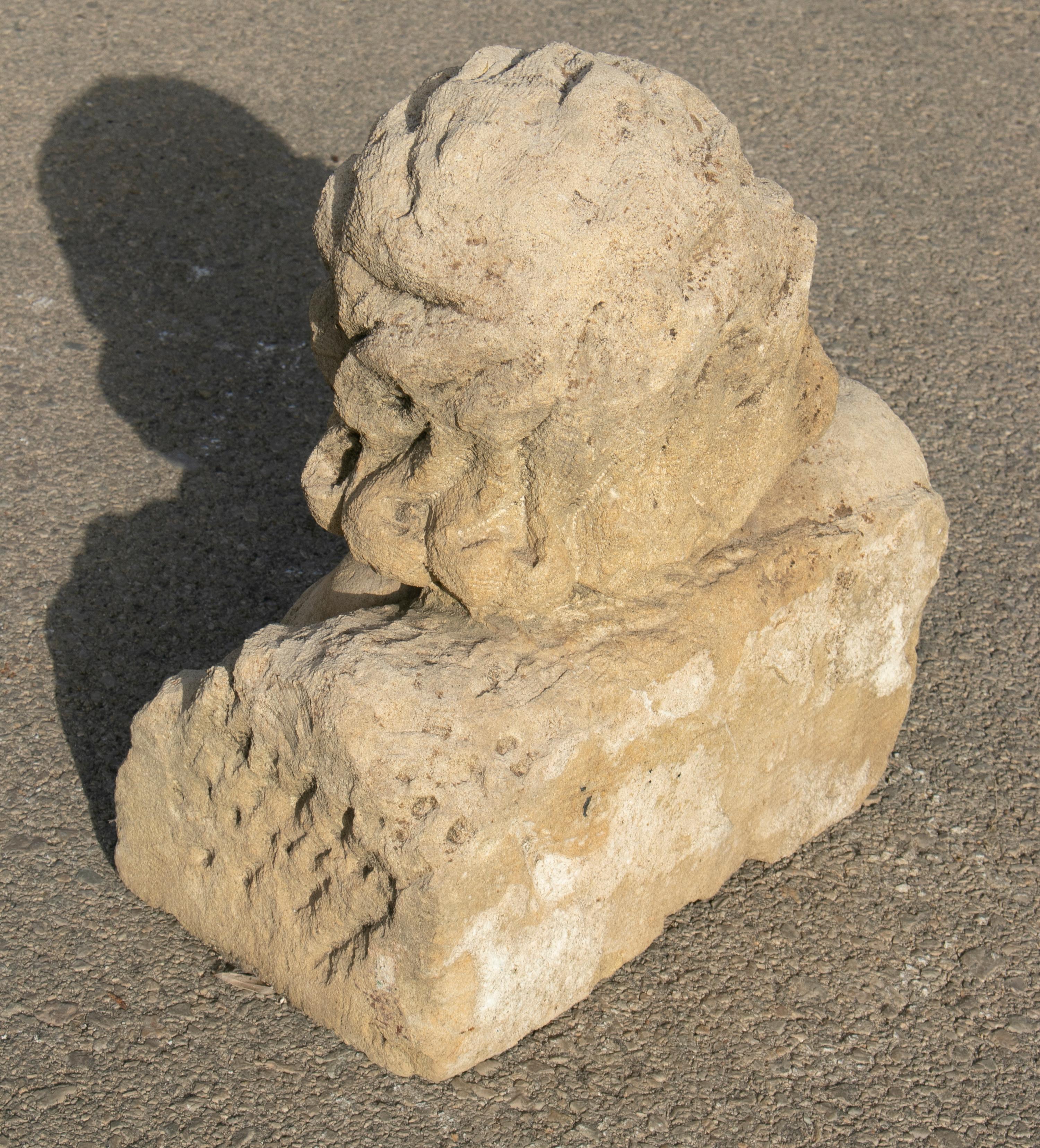 18th Century Spanish Hand Caved Stone Boy Bust 2