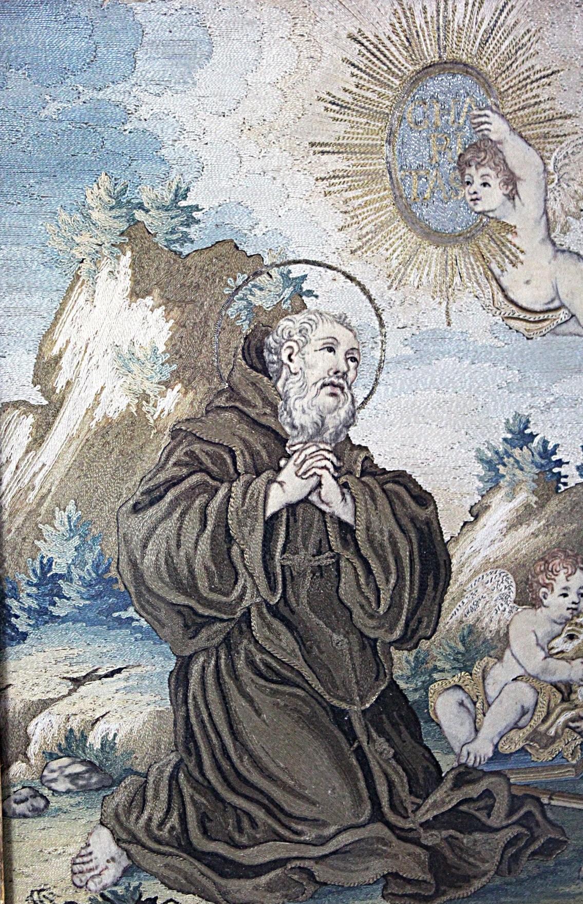 18th Century Saint Francis of Paola with Cherubs In Good Condition For Sale In Seaford, GB