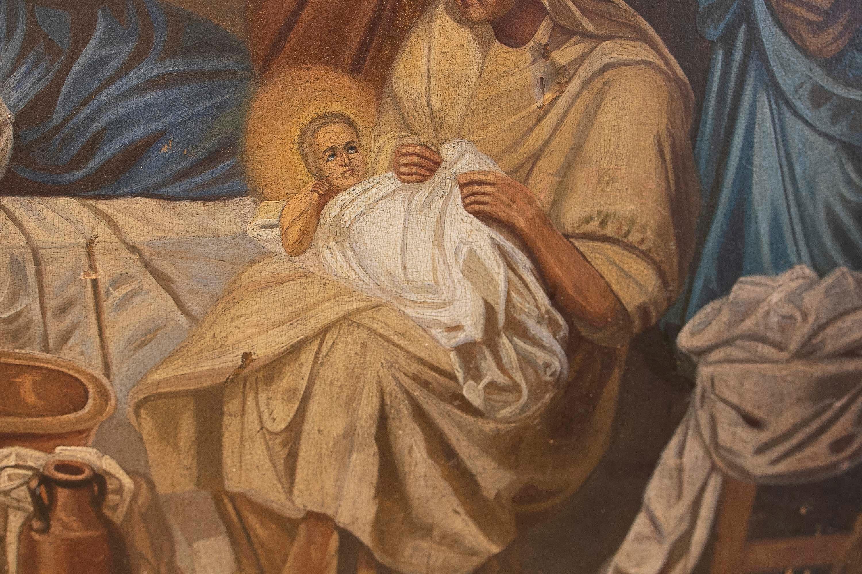 Panneau espagnol du 18ème siècle peint à la main avec des scènes religieuses en vente 7