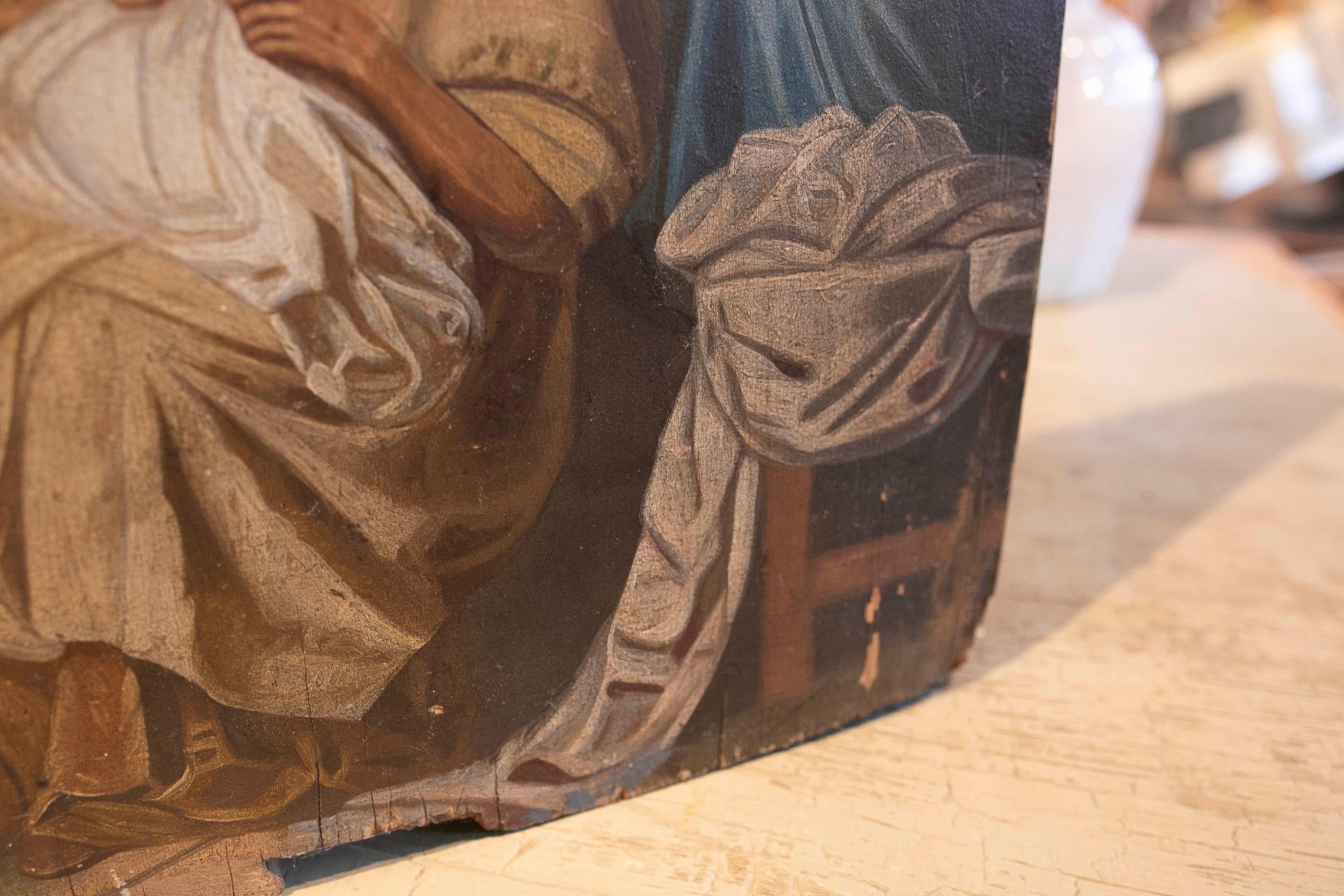 Panneau espagnol du 18ème siècle peint à la main avec des scènes religieuses   en vente 1