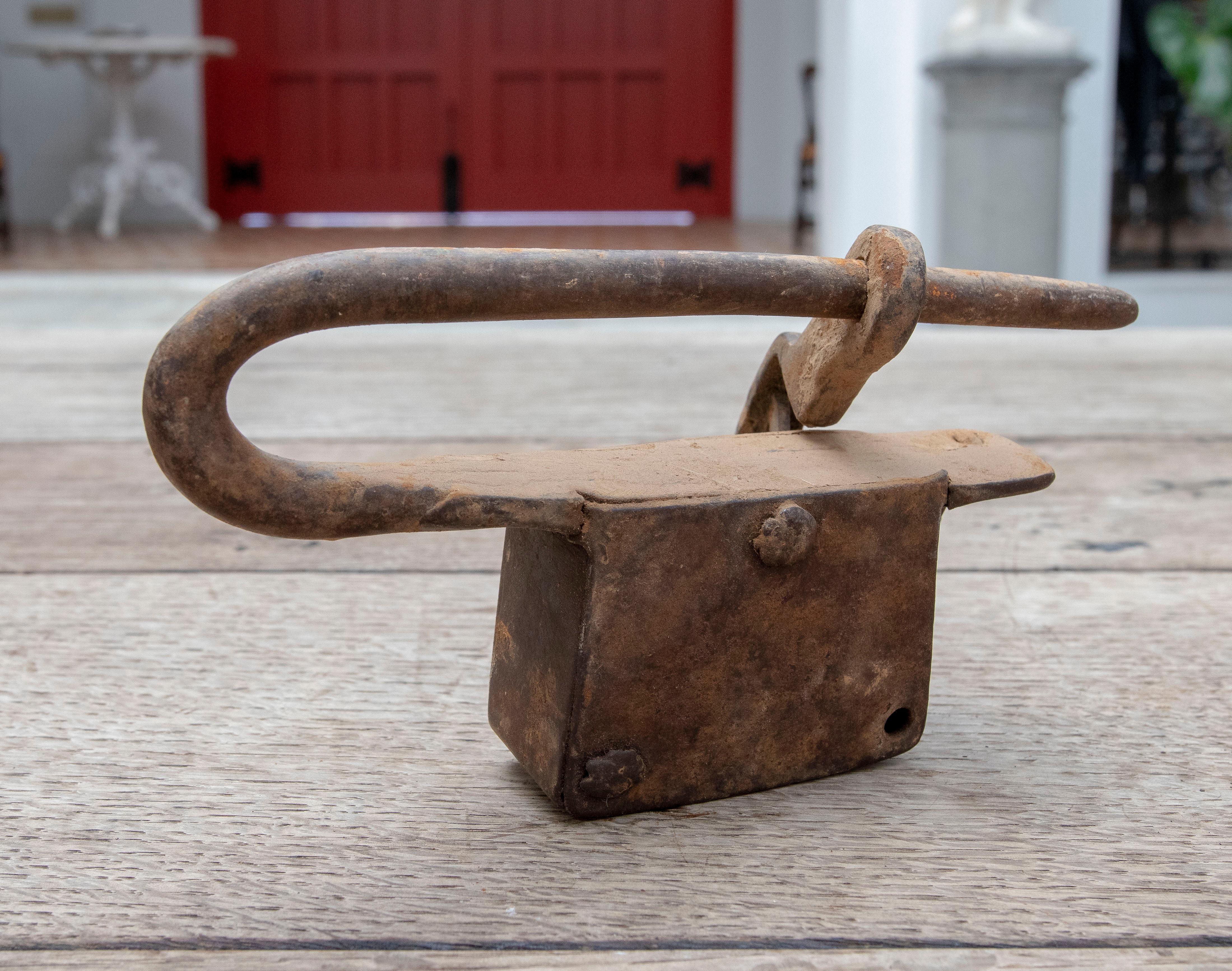 18th Century Spanish Iron Padlock with Original Key 1
