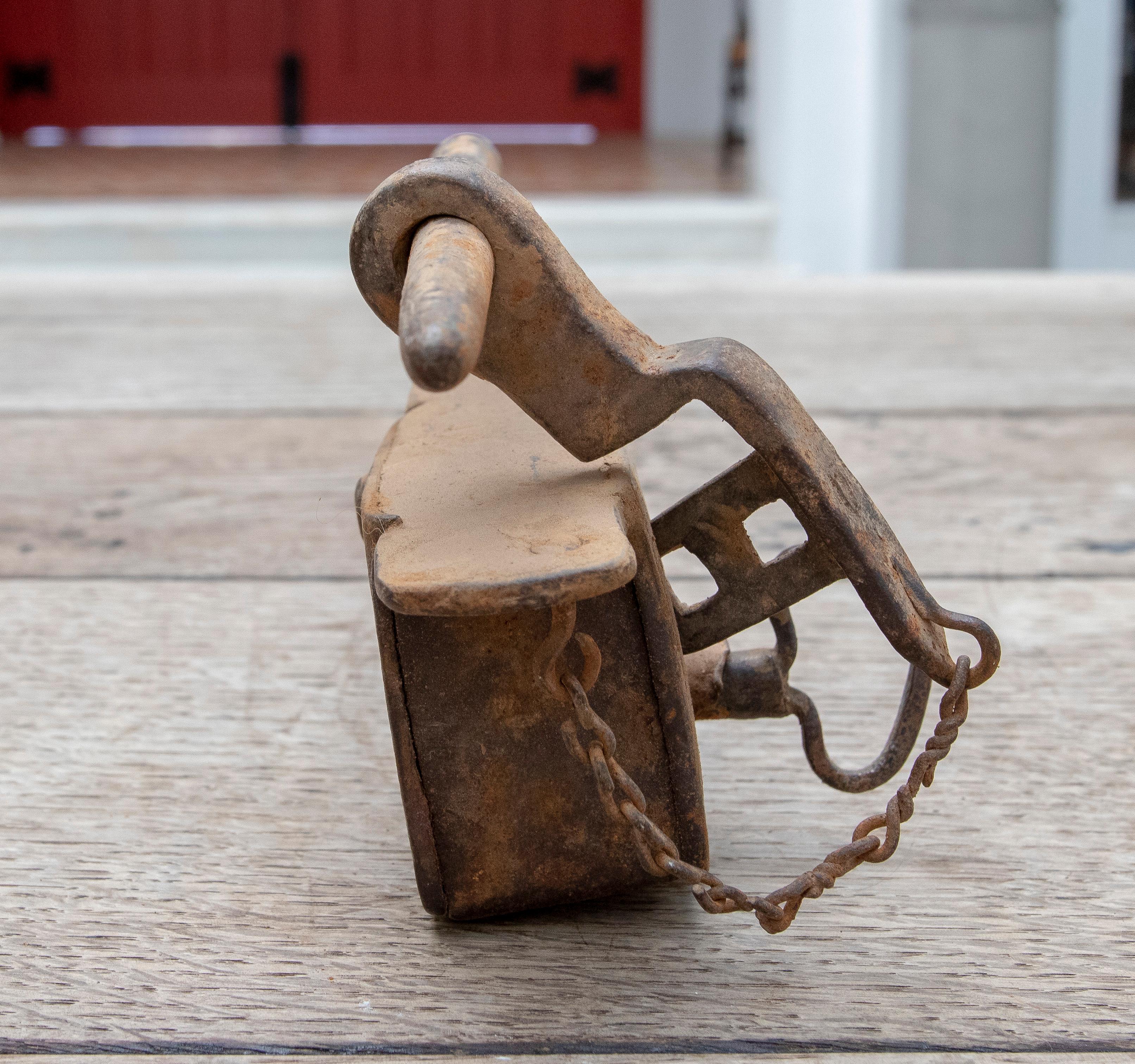 18th Century Spanish Iron Padlock with Original Key 3